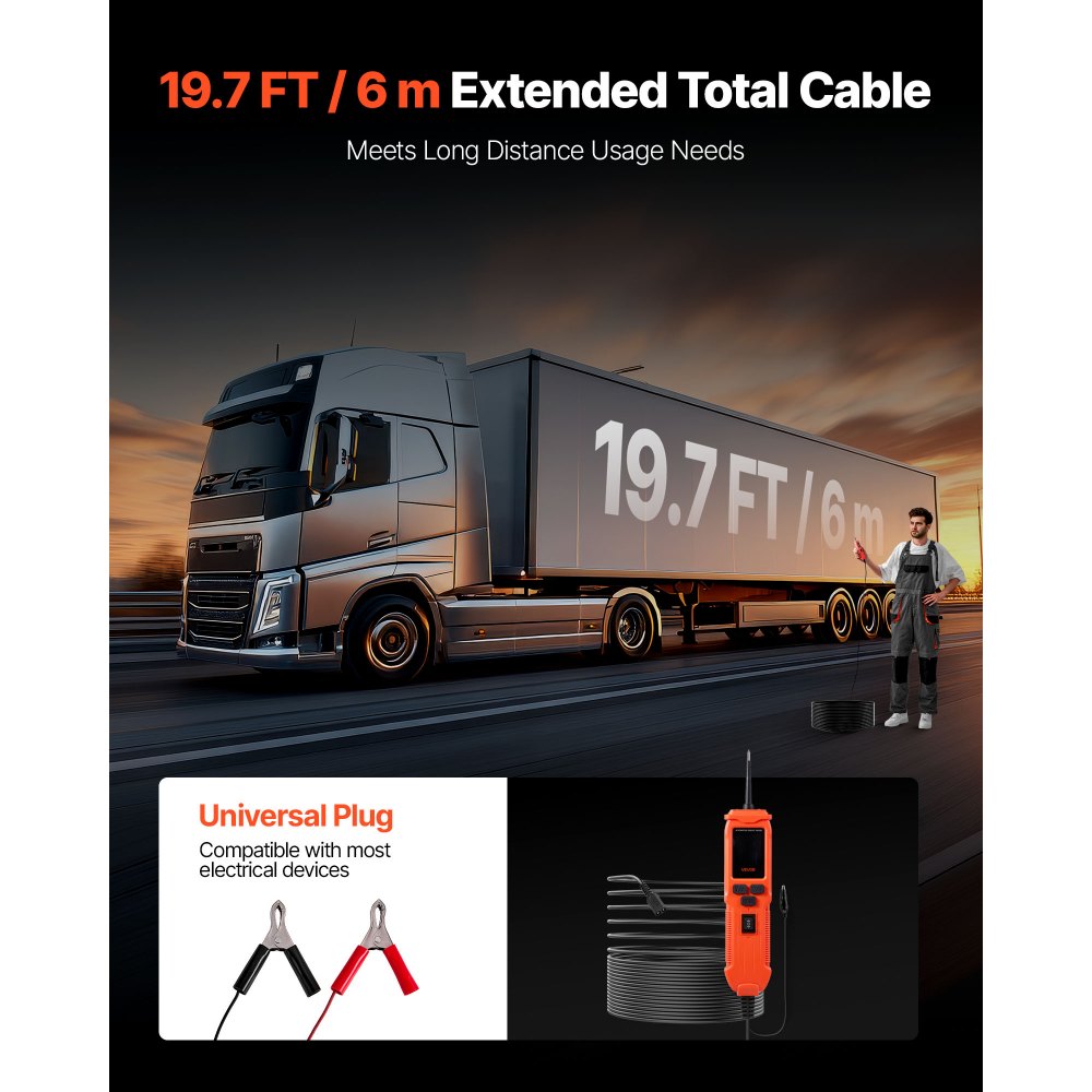 Δοκιμαστής κυκλωμάτων αυτοκινήτου VEVOR, Δοκιμαστής αισθητήρων κυκλωμάτων ισχύος DCV 8 - 35 με έγχρωμη οθόνη TFT και φωτισμό, Δοκιμαστής ισχύος αυτοκινήτου με καλώδιο 19,7 ft / 6 m, Εντοπιστής ηλεκτρικού ανιχνευτή 2 σε 1 Δοκιμαστής κυκλωμάτων αυτοκινήτου VEVOR, Δοκιμαστής αισθητήρων κυκλωμάτων ισχύος DCV 8 - 35 με έγχρωμη οθόνη TFT και φωτισμό, Δοκιμαστής ισχύος αυτοκινήτου με καλώδιο 19,7 ft / 6 m, Εντοπιστής ηλεκτρικού ανιχνευτή 2 σε 1