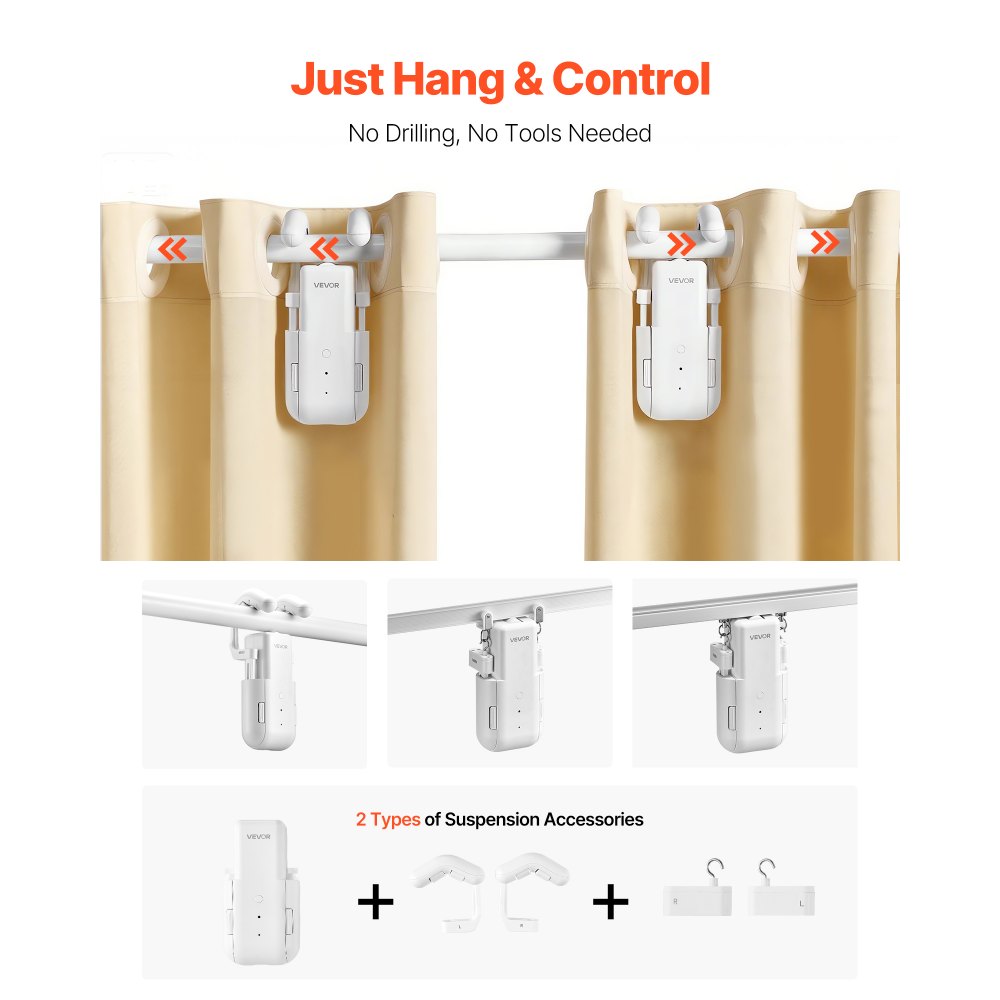 Αυτόματο ανοιχτήρι κουρτινών VEVOR, 2 τεμάχια, εφαρμογή και τηλεχειριστήριο, περιλαμβάνεται hub, ηλεκτρικό έξυπνο ανοιχτήρι κουρτινών συμβατό με Alexa και Google Home, χρονισμένο άνοιγμα και κλείσιμο, για ρωμαϊκές ράβδους, ράγες U/I Αυτόματο ανοιχτήρι κουρτινών VEVOR, 2 τεμάχια, εφαρμογή και τηλεχειριστήριο, περιλαμβάνεται hub, ηλεκτρικό έξυπνο ανοιχτήρι κουρτινών συμβατό με Alexa και Google Home, χρονισμένο άνοιγμα και κλείσιμο, για ρωμαϊκές ράβδους, ράγες U/I
