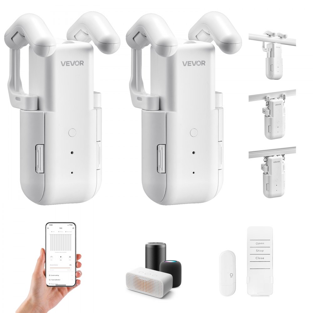 Αυτόματο ανοιχτήρι κουρτινών VEVOR, 2 τεμάχια, εφαρμογή και τηλεχειριστήριο, περιλαμβάνεται hub, ηλεκτρικό έξυπνο ανοιχτήρι κουρτινών συμβατό με Alexa και Google Home, χρονισμένο άνοιγμα και κλείσιμο, για ρωμαϊκές ράβδους, ράγες U/I Αυτόματο ανοιχτήρι κουρτινών VEVOR, 2 τεμάχια, εφαρμογή και τηλεχειριστήριο, περιλαμβάνεται hub, ηλεκτρικό έξυπνο ανοιχτήρι κουρτινών συμβατό με Alexa και Google Home, χρονισμένο άνοιγμα και κλείσιμο, για ρωμαϊκές ράβδους, ράγες U/I