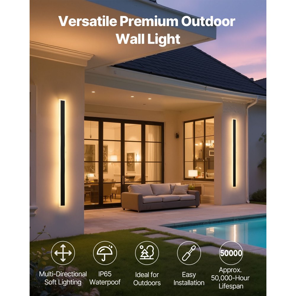 VEVOR Εξωτερικά Φωτιστικά Τοίχου, Πακέτο των 2, Μοντέρνα Εξωτερικά Φωτιστικά Τοίχου με Λωρίδα 1200 mm, Θερμό Λευκό 3000K, IP65 Αδιάβροχο Αντισκωριακό Εξωτερικό Φωτιστικό Τοίχου, για Σπίτι, Βεράντα, Γκαράζ VEVOR Εξωτερικά Φωτιστικά Τοίχου, Πακέτο των 2, Μοντέρνα Εξωτερικά Φωτιστικά Τοίχου με Λωρίδα 1200 mm, Θερμό Λευκό 3000K, IP65 Αδιάβροχο Αντισκωριακό Εξωτερικό Φωτιστικό Τοίχου, για Σπίτι, Βεράντα, Γκαράζ