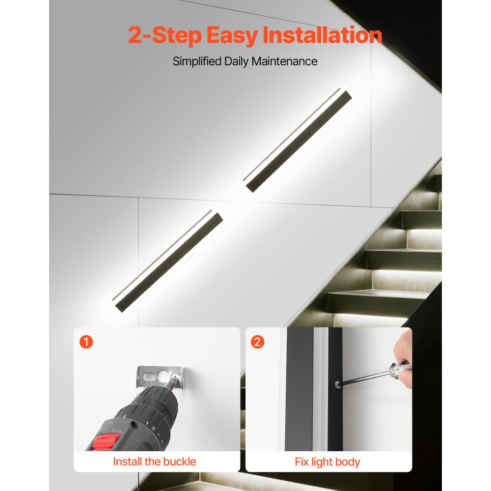 VEVOR Εξωτερικά Φωτιστικά Τοίχου, Πακέτο των 2, Μοντέρνα Εξωτερικά Φωτιστικά Τοίχου με Λωρίδα Μακράς Διάρκειας 600 mm, 2700K-6000K, IP65 Αδιάβροχο, Αντισκωριακό, Ρυθμιζόμενο Εξωτερικό Φωτιστικό Τοίχου, για Βεράντα Σπιτιού ή Γκαράζ VEVOR Εξωτερικά Φωτιστικά Τοίχου, Πακέτο των 2, Μοντέρνα Εξωτερικά Φωτιστικά Τοίχου με Λωρίδα Μακράς Διάρκειας 600 mm, 2700K-6000K, IP65 Αδιάβροχο, Αντισκωριακό, Ρυθμιζόμενο Εξωτερικό Φωτιστικό Τοίχου, για Βεράντα Σπιτιού ή Γκαράζ