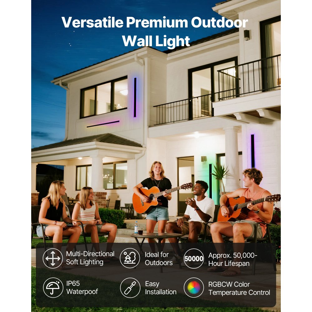 VEVOR Εξωτερικά Φωτιστικά Τοίχου, Πακέτο των 2, Μοντέρνα Φωτιστικά Τοίχου RGB μήκους 1000 mm, 2700K-6000K, IP65 Αδιάβροχο, Αντισκωριακό, Ρυθμιζόμενο Εξωτερικό Φωτιστικό Τοίχου, για Βεράντα Σπιτιού ή Γκαράζ VEVOR Εξωτερικά Φωτιστικά Τοίχου, Πακέτο των 2, Μοντέρνα Φωτιστικά Τοίχου RGB μήκους 1000 mm, 2700K-6000K, IP65 Αδιάβροχο, Αντισκωριακό, Ρυθμιζόμενο Εξωτερικό Φωτιστικό Τοίχου, για Βεράντα Σπιτιού ή Γκαράζ