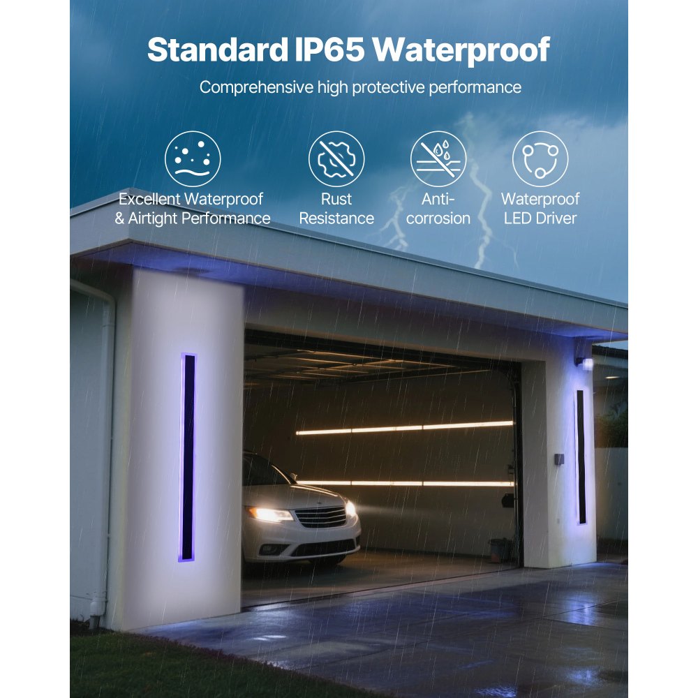 VEVOR Εξωτερικά Φωτιστικά Τοίχου, Πακέτο των 2, Μοντέρνα Φωτιστικά Τοίχου RGB μήκους 1000 mm, 2700K-6000K, IP65 Αδιάβροχο, Αντισκωριακό, Ρυθμιζόμενο Εξωτερικό Φωτιστικό Τοίχου, για Βεράντα Σπιτιού ή Γκαράζ VEVOR Εξωτερικά Φωτιστικά Τοίχου, Πακέτο των 2, Μοντέρνα Φωτιστικά Τοίχου RGB μήκους 1000 mm, 2700K-6000K, IP65 Αδιάβροχο, Αντισκωριακό, Ρυθμιζόμενο Εξωτερικό Φωτιστικό Τοίχου, για Βεράντα Σπιτιού ή Γκαράζ