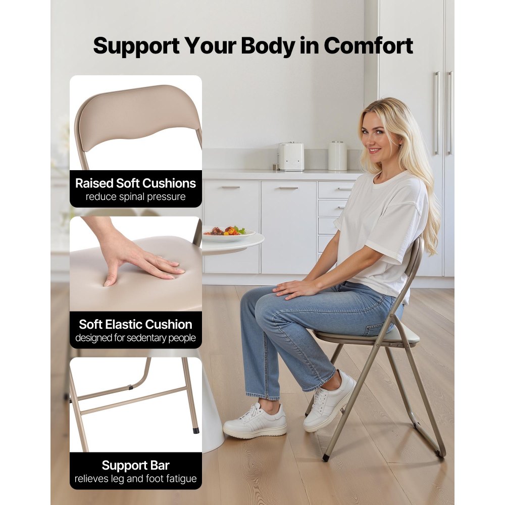 Πακέτο 4 πτυσσόμενων καρεκλών VEVOR, πτυσσόμενες δερμάτινες καρέκλες με μεταλλικό σκελετό βαρέως τύπου και επενδεδυμένο μαξιλάρι, φορητές πτυσσόμενες καρέκλες τραπεζιού με κάρτες, στοιβαζόμενα καθίσματα για σπίτι, αυλή, κήπο, πάρτι, εκδηλώσεις, χακί Πακέτο 4 πτυσσόμενων καρεκλών VEVOR, πτυσσόμενες δερμάτινες καρέκλες με μεταλλικό σκελετό βαρέως τύπου και επενδεδυμένο μαξιλάρι, φορητές πτυσσόμενες καρέκλες τραπεζιού με κάρτες, στοιβαζόμενα καθίσματα για σπίτι, αυλή, κήπο, πάρτι, εκδηλώσεις, χακί