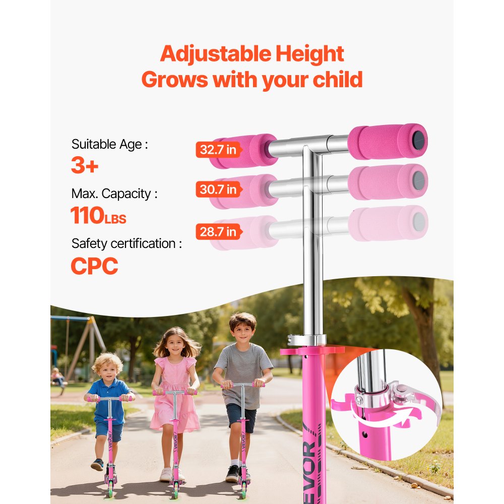 Πατίνι VEVOR για παιδιά ηλικίας 3+ ετών, 2 τροχοί με φωτιζόμενους τροχούς, ρυθμιζόμενο ύψος τιμονιού, φαρδιά αντιολισθητική βάση, πτυσσόμενο ελαφρύ πλαίσιο για αγόρια και κορίτσια έως 49,9 κιλά, ροζ Πατίνι VEVOR για παιδιά ηλικίας 3+ ετών, 2 τροχοί με φωτιζόμενους τροχούς, ρυθμιζόμενο ύψος τιμονιού, φαρδιά αντιολισθητική βάση, πτυσσόμενο ελαφρύ πλαίσιο για αγόρια και κορίτσια έως 49,9 κιλά, ροζ