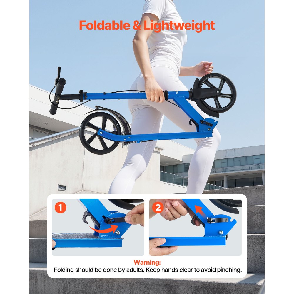 Πατίνι VEVOR για παιδιά 8+ ετών, εφήβους και ενήλικες, δίτροχο πατίνι για νήπια με ρυθμιζόμενο ύψος τιμονιού, φαρδύ αντιολισθητικό δάπεδο, πτυσσόμενο ελαφρύ για αγόρια και κορίτσια έως 99,8 κιλά, μαύρο + μπλε Πατίνι VEVOR για παιδιά 8+ ετών, εφήβους και ενήλικες, δίτροχο πατίνι για νήπια με ρυθμιζόμενο ύψος τιμονιού, φαρδύ αντιολισθητικό δάπεδο, πτυσσόμενο ελαφρύ για αγόρια και κορίτσια έως 99,8 κιλά, μαύρο + μπλε