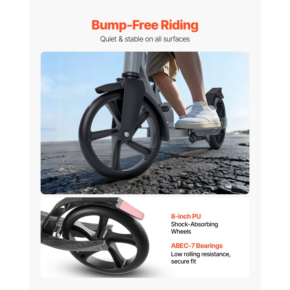 Πατίνι VEVOR για παιδιά 8+ ετών, εφήβους και ενήλικες, δίτροχο πατίνι για νήπια με ρυθμιζόμενο ύψος τιμονιού, φαρδύ αντιολισθητικό δάπεδο, πτυσσόμενο ελαφρύ πλαίσιο για αγόρια και κορίτσια έως 99,8 kg, γκρι Πατίνι VEVOR για παιδιά 8+ ετών, εφήβους και ενήλικες, δίτροχο πατίνι για νήπια με ρυθμιζόμενο ύψος τιμονιού, φαρδύ αντιολισθητικό δάπεδο, πτυσσόμενο ελαφρύ πλαίσιο για αγόρια και κορίτσια έως 99,8 kg, γκρι