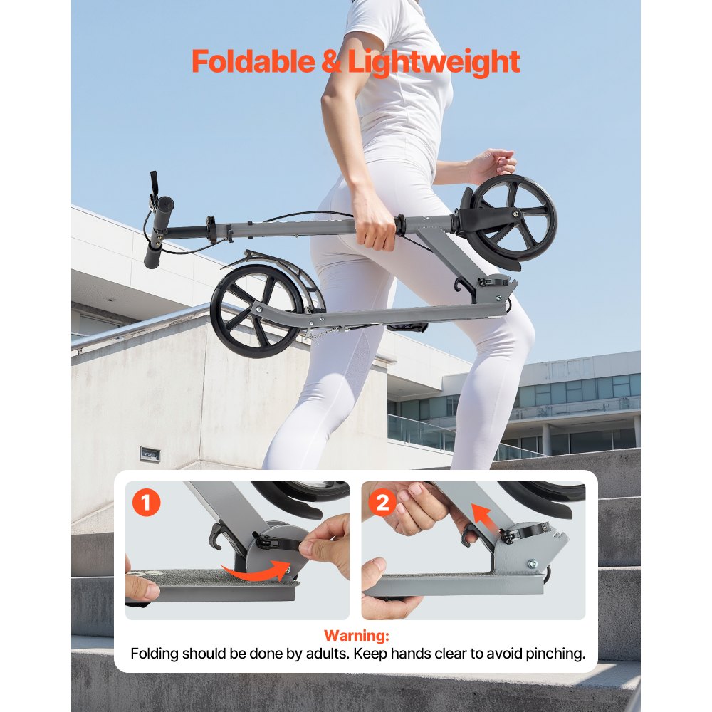 Πατίνι VEVOR για παιδιά 8+ ετών, εφήβους και ενήλικες, δίτροχο πατίνι για νήπια με ρυθμιζόμενο ύψος τιμονιού, φαρδύ αντιολισθητικό δάπεδο, πτυσσόμενο ελαφρύ πλαίσιο για αγόρια και κορίτσια έως 99,8 kg, γκρι Πατίνι VEVOR για παιδιά 8+ ετών, εφήβους και ενήλικες, δίτροχο πατίνι για νήπια με ρυθμιζόμενο ύψος τιμονιού, φαρδύ αντιολισθητικό δάπεδο, πτυσσόμενο ελαφρύ πλαίσιο για αγόρια και κορίτσια έως 99,8 kg, γκρι