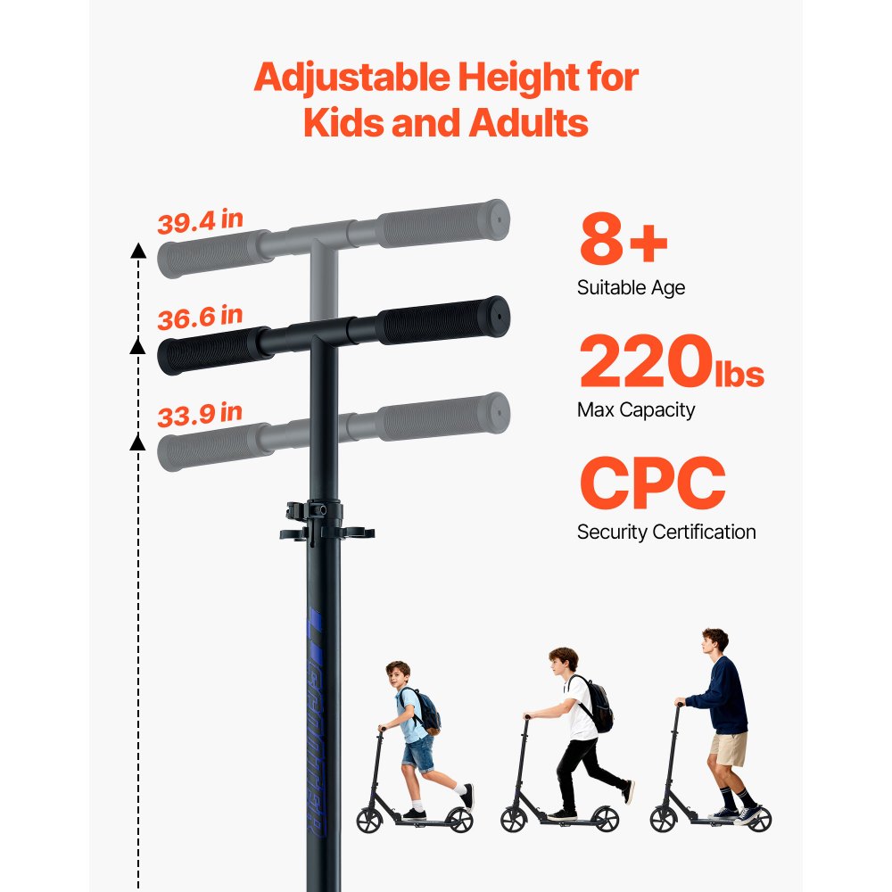 Πατίνι VEVOR για παιδιά 8+ ετών, εφήβους και ενήλικες, δίτροχο πατίνι για νήπια με ρυθμιζόμενο ύψος τιμονιού, φαρδύ αντιολισθητικό δάπεδο, πτυσσόμενο ελαφρύ για αγόρια και κορίτσια έως 99,8 κιλά, μαύρο + μωβ Πατίνι VEVOR για παιδιά 8+ ετών, εφήβους και ενήλικες, δίτροχο πατίνι για νήπια με ρυθμιζόμενο ύψος τιμονιού, φαρδύ αντιολισθητικό δάπεδο, πτυσσόμενο ελαφρύ για αγόρια και κορίτσια έως 99,8 κιλά, μαύρο + μωβ