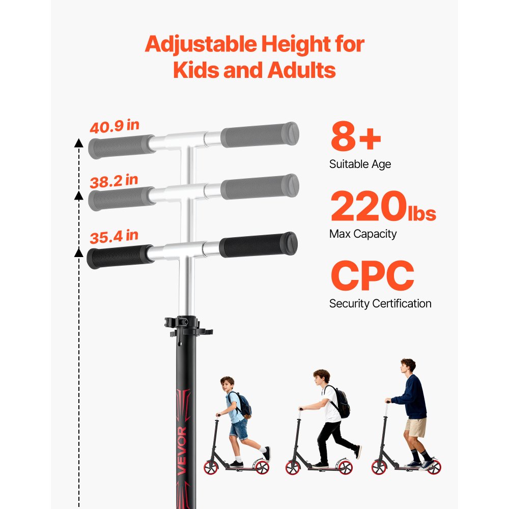 Πατίνι VEVOR για παιδιά 8+ ετών, εφήβους και ενήλικες, δίτροχο πατίνι για νήπια με ρυθμιζόμενο ύψος τιμονιού, φαρδύ αντιολισθητικό δάπεδο, πτυσσόμενο ελαφρύ για αγόρια και κορίτσια έως 99,8 κιλά, μαύρο + κόκκινο Πατίνι VEVOR για παιδιά 8+ ετών, εφήβους και ενήλικες, δίτροχο πατίνι για νήπια με ρυθμιζόμενο ύψος τιμονιού, φαρδύ αντιολισθητικό δάπεδο, πτυσσόμενο ελαφρύ για αγόρια και κορίτσια έως 99,8 κιλά, μαύρο + κόκκινο