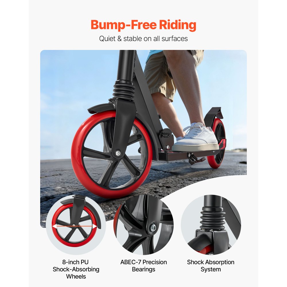 Πατίνι VEVOR για παιδιά 8+ ετών, εφήβους και ενήλικες, δίτροχο πατίνι για νήπια με ρυθμιζόμενο ύψος τιμονιού, φαρδύ αντιολισθητικό δάπεδο, πτυσσόμενο ελαφρύ για αγόρια και κορίτσια έως 99,8 κιλά, μαύρο + κόκκινο Πατίνι VEVOR για παιδιά 8+ ετών, εφήβους και ενήλικες, δίτροχο πατίνι για νήπια με ρυθμιζόμενο ύψος τιμονιού, φαρδύ αντιολισθητικό δάπεδο, πτυσσόμενο ελαφρύ για αγόρια και κορίτσια έως 99,8 κιλά, μαύρο + κόκκινο