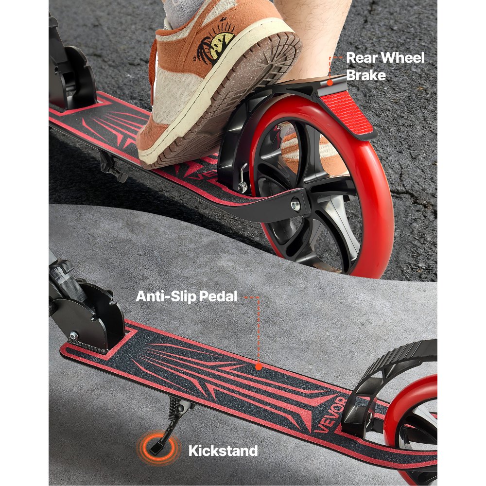 Πατίνι VEVOR για παιδιά 8+ ετών, εφήβους και ενήλικες, δίτροχο πατίνι για νήπια με ρυθμιζόμενο ύψος τιμονιού, φαρδύ αντιολισθητικό δάπεδο, πτυσσόμενο ελαφρύ για αγόρια και κορίτσια έως 99,8 κιλά, μαύρο + κόκκινο Πατίνι VEVOR για παιδιά 8+ ετών, εφήβους και ενήλικες, δίτροχο πατίνι για νήπια με ρυθμιζόμενο ύψος τιμονιού, φαρδύ αντιολισθητικό δάπεδο, πτυσσόμενο ελαφρύ για αγόρια και κορίτσια έως 99,8 κιλά, μαύρο + κόκκινο