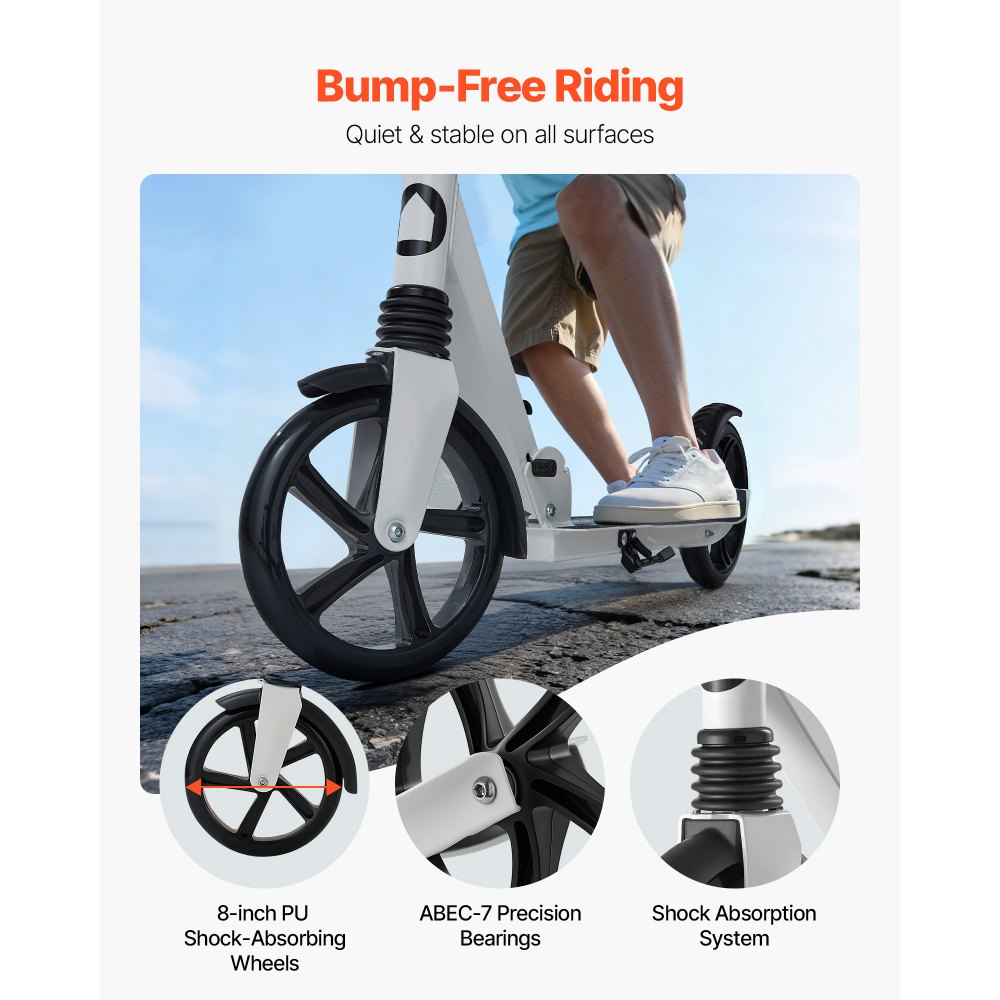 Πατίνι VEVOR για παιδιά 8+ ετών, εφήβους και ενήλικες, δίτροχο πατίνι για νήπια με ρυθμιζόμενο ύψος τιμονιού, φαρδύ αντιολισθητικό δάπεδο, πτυσσόμενο ελαφρύ για αγόρια και κορίτσια έως 99,8 κιλά, λευκό + μαύρο Πατίνι VEVOR για παιδιά 8+ ετών, εφήβους και ενήλικες, δίτροχο πατίνι για νήπια με ρυθμιζόμενο ύψος τιμονιού, φαρδύ αντιολισθητικό δάπεδο, πτυσσόμενο ελαφρύ για αγόρια και κορίτσια έως 99,8 κιλά, λευκό + μαύρο