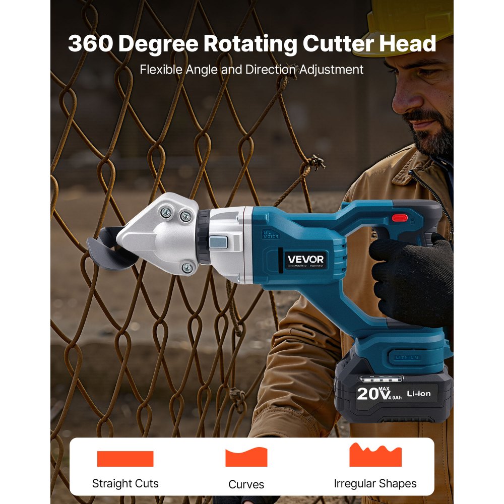 Ψαλίδι Μετάλλου VEVOR, Ασύρματο Κόφτης Λαμαρινιού με Κεφαλή Περιστροφής 360 Μοιρών, Διπλές Λεπίδες, 220VAC 20VDC, Κόβει 1,22 mm Γαλβανισμένο Χάλυβα, 1 mm Ανοξείδωτο Χάλυβα, Αλουμίνιο, Πλαστικό, Χαρτόνι, 2800SPM Ψαλίδι Μετάλλου VEVOR, Ασύρματο Κόφτης Λαμαρινιού με Κεφαλή Περιστροφής 360 Μοιρών, Διπλές Λεπίδες, 220VAC 20VDC, Κόβει 1,22 mm Γαλβανισμένο Χάλυβα, 1 mm Ανοξείδωτο Χάλυβα, Αλουμίνιο, Πλαστικό, Χαρτόνι, 2800SPM