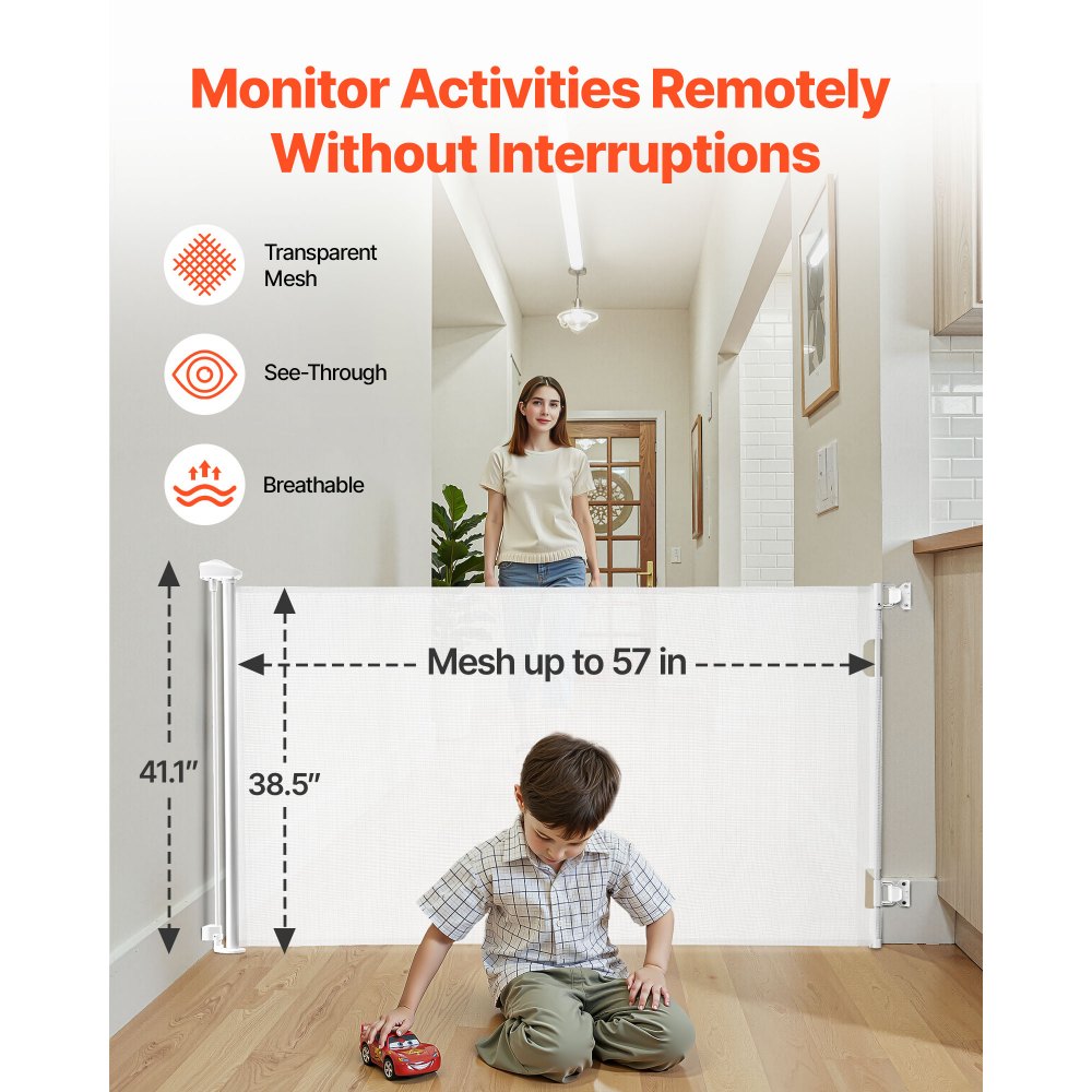 Πτυσσόμενη Πόρτα Μωρού VEVOR, Εκτείνεται σε Πλάτος 1450 mm, Ύψος 980 mm, με Κλειδαριά Ασφαλείας, Εύκολη στη Χρήση, Διαμπερής Χωρίς Σκοντάφτισμα, Πόρτα Σκύλου από Πλέγμα για Σκάλες, Διάδρομοι, Εσωτερικού/Εξωτερικού Χώρου, Λευκή Πτυσσόμενη Πόρτα Μωρού VEVOR, Εκτείνεται σε Πλάτος 1450 mm, Ύψος 980 mm, με Κλειδαριά Ασφαλείας, Εύκολη στη Χρήση, Διαμπερής Χωρίς Σκοντάφτισμα, Πόρτα Σκύλου από Πλέγμα για Σκάλες, Διάδρομοι, Εσωτερικού/Εξωτερικού Χώρου, Λευκή