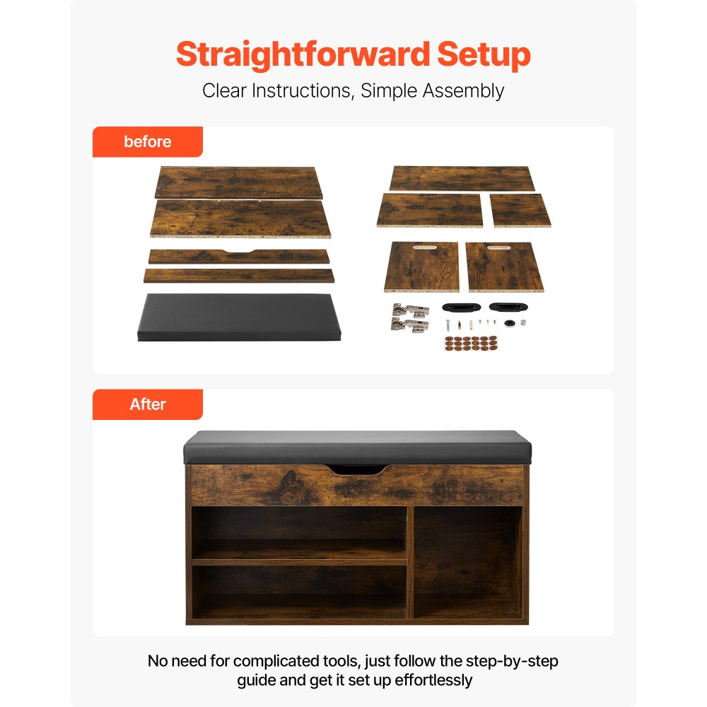 Πάγκος Παπουτσιών VEVOR Εισόδου, Οργανωτής Αποθήκευσης Παπουτσιών 805 x 305 x 445 mm με Κρυφό Ανυψωτικό Χώρο Αποθήκευσης, Πάγκος 130 κιλών με Μαξιλάρι και 3 Ντουλάπια για Διάδρομο, Σαλόνι, Υπνοδωμάτιο, Καφέ + Μαύρο Πάγκος Παπουτσιών VEVOR Εισόδου, Οργανωτής Αποθήκευσης Παπουτσιών 805 x 305 x 445 mm με Κρυφό Ανυψωτικό Χώρο Αποθήκευσης, Πάγκος 130 κιλών με Μαξιλάρι και 3 Ντουλάπια για Διάδρομο, Σαλόνι, Υπνοδωμάτιο, Καφέ + Μαύρο