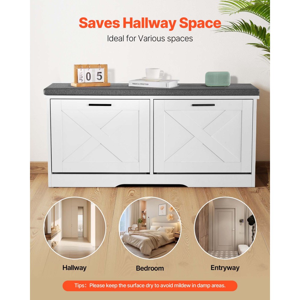 Πάγκος αποθήκευσης παπουτσιών VEVOR εισόδου, 1000 x 305 x 475 mm οργάνωση παπουτσιών με αναδιπλούμενα συρτάρια, στενός πάγκος παπουτσιών 440lbs με μαξιλάρι και αναδιπλούμενες πόρτες, για διάδρομο, σαλόνι, υπνοδωμάτιο, μαύρο + λευκό Πάγκος αποθήκευσης παπουτσιών VEVOR εισόδου, 1000 x 305 x 475 mm οργάνωση παπουτσιών με αναδιπλούμενα συρτάρια, στενός πάγκος παπουτσιών 440lbs με μαξιλάρι και αναδιπλούμενες πόρτες, για διάδρομο, σαλόνι, υπνοδωμάτιο, μαύρο + λευκό