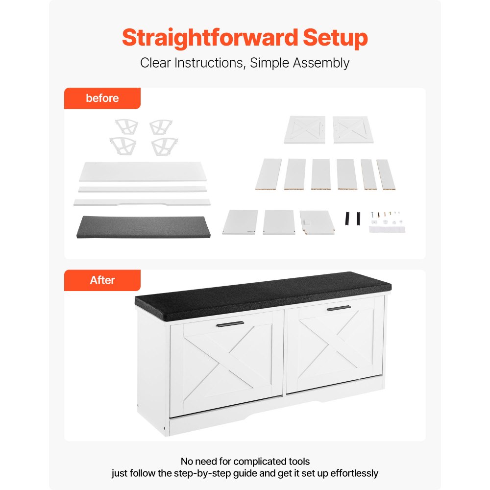 Πάγκος αποθήκευσης παπουτσιών VEVOR εισόδου, 1000 x 305 x 475 mm οργάνωση παπουτσιών με αναδιπλούμενα συρτάρια, στενός πάγκος παπουτσιών 440lbs με μαξιλάρι και αναδιπλούμενες πόρτες, για διάδρομο, σαλόνι, υπνοδωμάτιο, μαύρο + λευκό Πάγκος αποθήκευσης παπουτσιών VEVOR εισόδου, 1000 x 305 x 475 mm οργάνωση παπουτσιών με αναδιπλούμενα συρτάρια, στενός πάγκος παπουτσιών 440lbs με μαξιλάρι και αναδιπλούμενες πόρτες, για διάδρομο, σαλόνι, υπνοδωμάτιο, μαύρο + λευκό