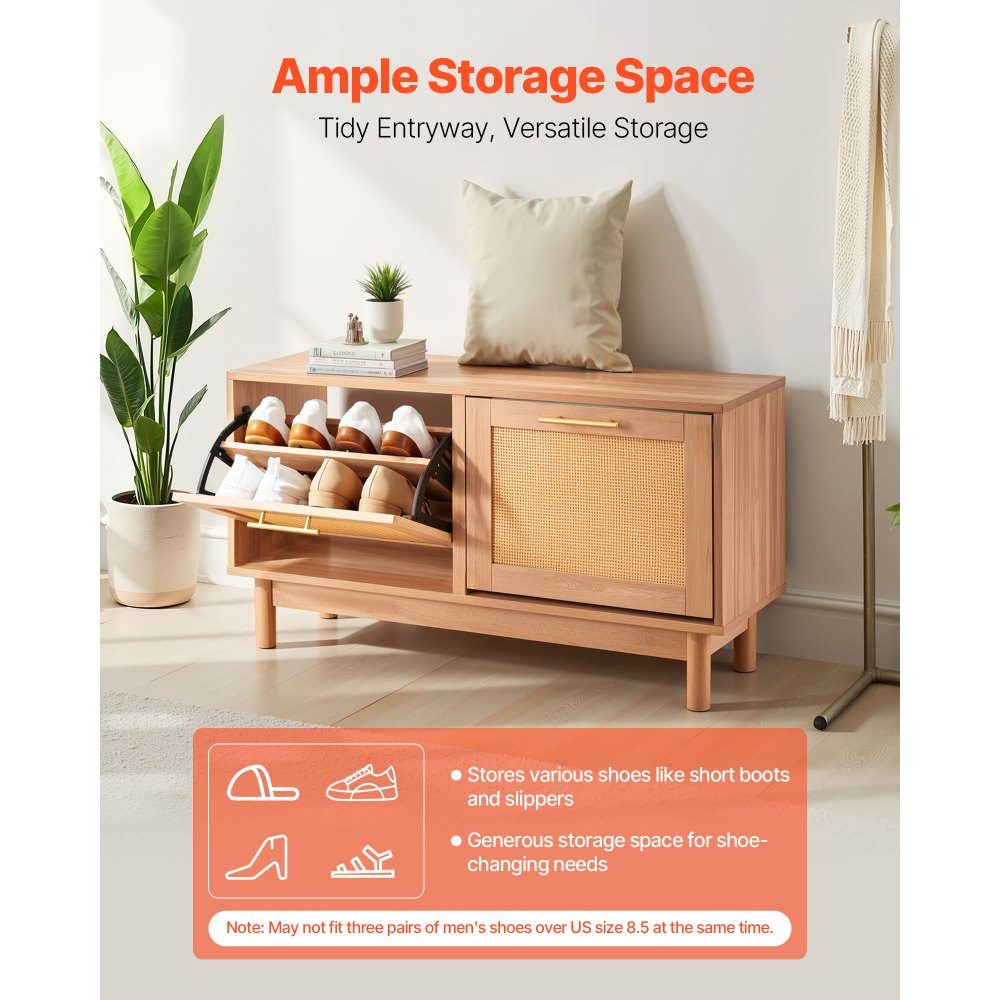 Πάγκος Παπουτσιών VEVOR Εισόδου, Πάγκος Παπουτσιών 1000 x 300 x 530 mm σε σχήμα Ρατάν με 2 αναδιπλούμενα συρτάρια, Ράφι Αποθήκευσης Παπουτσιών 300 λίβρες με 4 διαμερίσματα και 2 πόρτες από Ρατάν, για Διάδρομο, Σαλόνι, Υπνοδωμάτιο Πάγκος Παπουτσιών VEVOR Εισόδου, Πάγκος Παπουτσιών 1000 x 300 x 530 mm σε σχήμα Ρατάν με 2 αναδιπλούμενα συρτάρια, Ράφι Αποθήκευσης Παπουτσιών 300 λίβρες με 4 διαμερίσματα και 2 πόρτες από Ρατάν, για Διάδρομο, Σαλόνι, Υπνοδωμάτιο