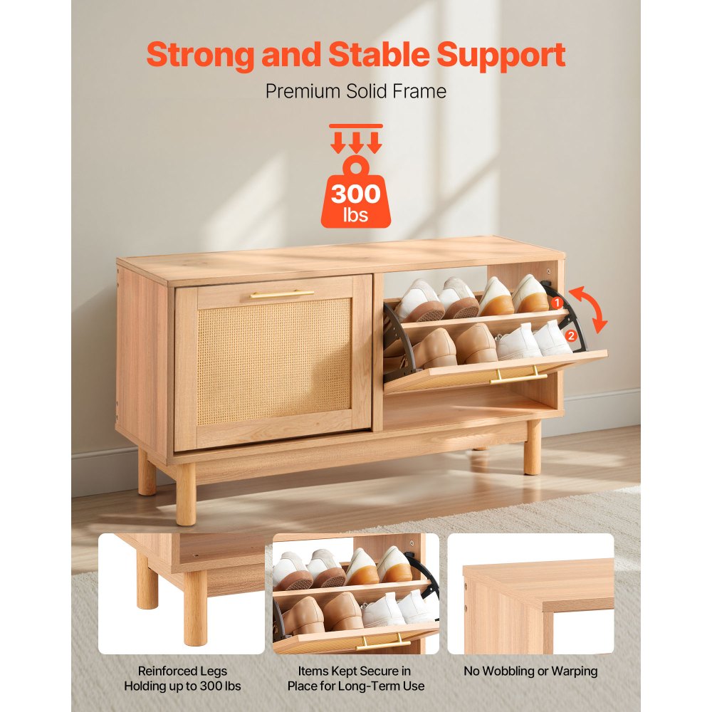 Πάγκος Παπουτσιών VEVOR Εισόδου, Πάγκος Παπουτσιών 1000 x 300 x 530 mm σε σχήμα Ρατάν με 2 αναδιπλούμενα συρτάρια, Ράφι Αποθήκευσης Παπουτσιών 300 λίβρες με 4 διαμερίσματα και 2 πόρτες από Ρατάν, για Διάδρομο, Σαλόνι, Υπνοδωμάτιο Πάγκος Παπουτσιών VEVOR Εισόδου, Πάγκος Παπουτσιών 1000 x 300 x 530 mm σε σχήμα Ρατάν με 2 αναδιπλούμενα συρτάρια, Ράφι Αποθήκευσης Παπουτσιών 300 λίβρες με 4 διαμερίσματα και 2 πόρτες από Ρατάν, για Διάδρομο, Σαλόνι, Υπνοδωμάτιο