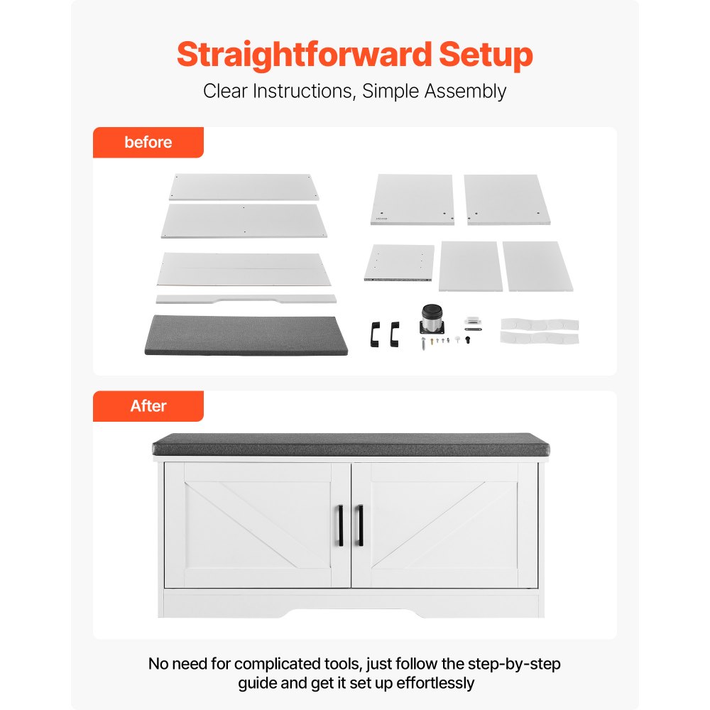 Πάγκος αποθήκευσης παπουτσιών VEVOR, Οργανωτής παπουτσιών 1000 x 355 x 460 mm με επενδεδυμένο μαξιλάρι καθίσματος, Πάγκος εισόδου με 2 πόρτες αχυρώνα και ράφι ρυθμιζόμενου ύψους, για διάδρομο, σαλόνι, υπνοδωμάτιο, λευκό + μαύρο Πάγκος αποθήκευσης παπουτσιών VEVOR, Οργανωτής παπουτσιών 1000 x 355 x 460 mm με επενδεδυμένο μαξιλάρι καθίσματος, Πάγκος εισόδου με 2 πόρτες αχυρώνα και ράφι ρυθμιζόμενου ύψους, για διάδρομο, σαλόνι, υπνοδωμάτιο, λευκό + μαύρο