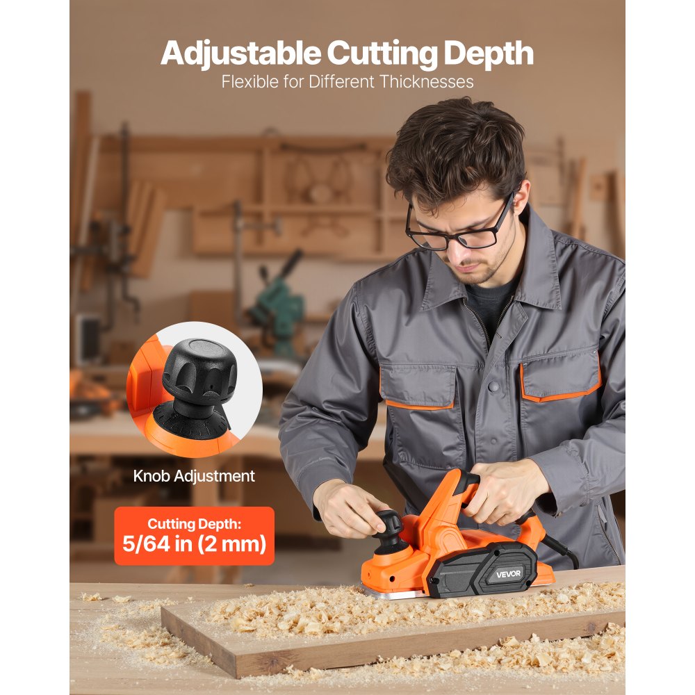 Ηλεκτρική πλάνη χειρός VEVOR, πλάτος κοπής 82 mm, 650W 16800 RPM ηλεκτρική πλάνη χειρός με καλώδιο για ξύλο, με ρυθμιζόμενο βάθος κοπής, 2 λεπίδες, για ξυλουργική, λοξοτομή ξύλου, DIY εργαλείο ξυλουργικής με λείο φινίρισμα Ηλεκτρική πλάνη χειρός VEVOR, πλάτος κοπής 82 mm, 650W 16800 RPM ηλεκτρική πλάνη χειρός με καλώδιο για ξύλο, με ρυθμιζόμενο βάθος κοπής, 2 λεπίδες, για ξυλουργική, λοξοτομή ξύλου, DIY εργαλείο ξυλουργικής με λείο φινίρισμα