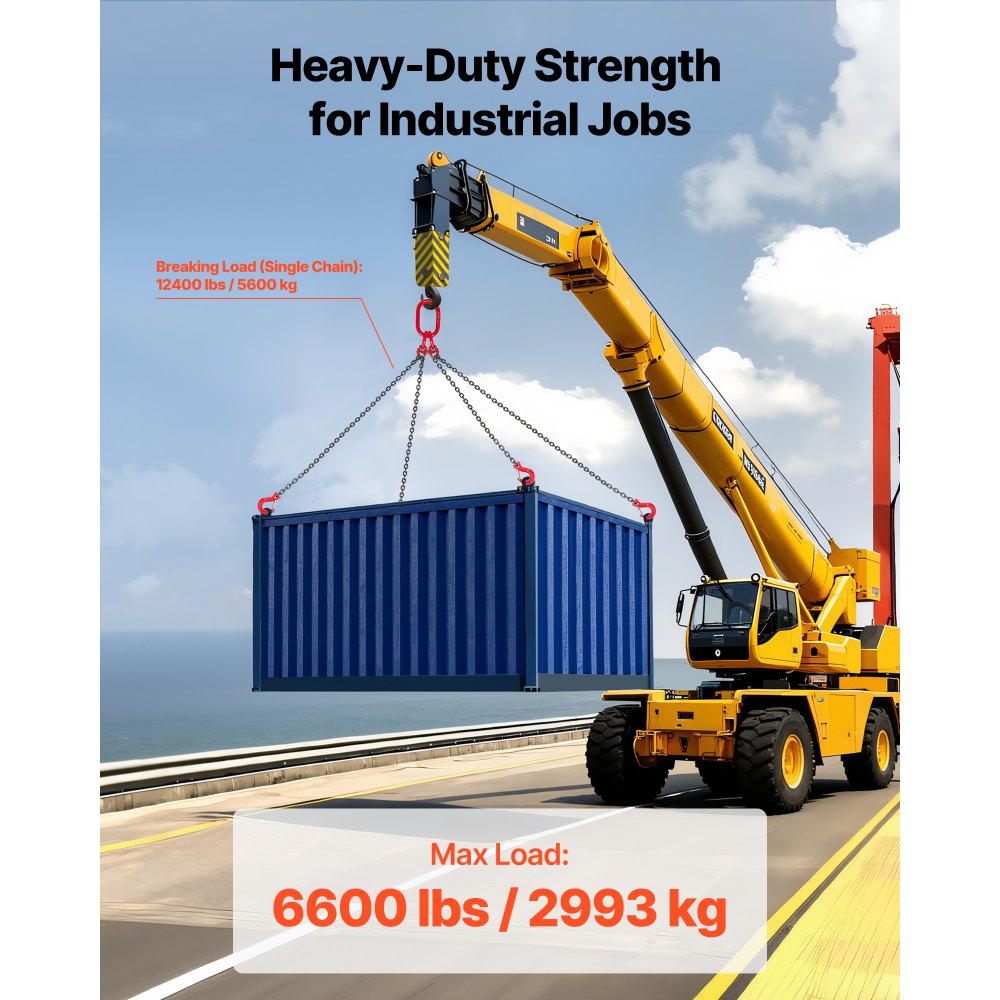 Αλυσίδα VEVOR, Αλυσίδες ανύψωσης 6,3mm x 1,5 m με 4 γάντζους λαβής, Ανυψωτικός ιμάντας από κράμα χάλυβα G80 βαρέως τύπου, Χωρητικότητα 2993kg, Ρυθμιζόμενες ανυψωτικές αλυσίδες κινητήρα για ρυμούλκηση φορτίου με ασφάλεια Αλυσίδα VEVOR, Αλυσίδες ανύψωσης 6,3mm x 1,5 m με 4 γάντζους λαβής, Ανυψωτικός ιμάντας από κράμα χάλυβα G80 βαρέως τύπου, Χωρητικότητα 2993kg, Ρυθμιζόμενες ανυψωτικές αλυσίδες κινητήρα για ρυμούλκηση φορτίου με ασφάλεια