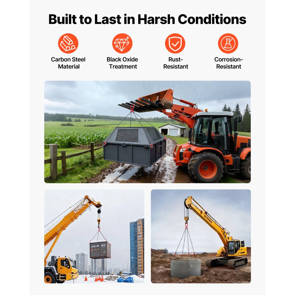 Αλυσίδα VEVOR, Αλυσίδες ανύψωσης 6,3mm x 1,5 m με 4 γάντζους λαβής, Ανυψωτικός ιμάντας από κράμα χάλυβα G80 βαρέως τύπου, Χωρητικότητα 2993kg, Ρυθμιζόμενες ανυψωτικές αλυσίδες κινητήρα για ρυμούλκηση φορτίου με ασφάλεια Αλυσίδα VEVOR, Αλυσίδες ανύψωσης 6,3mm x 1,5 m με 4 γάντζους λαβής, Ανυψωτικός ιμάντας από κράμα χάλυβα G80 βαρέως τύπου, Χωρητικότητα 2993kg, Ρυθμιζόμενες ανυψωτικές αλυσίδες κινητήρα για ρυμούλκηση φορτίου με ασφάλεια