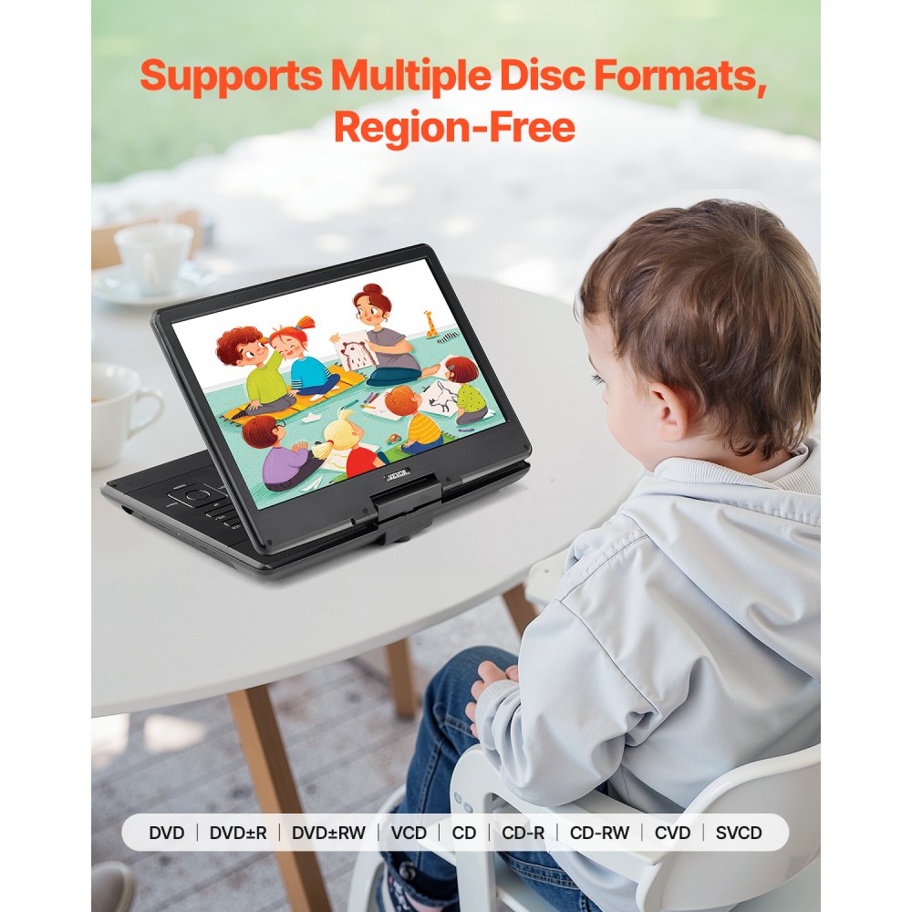 Φορητή συσκευή αναπαραγωγής DVD VEVOR, περιστρεφόμενη οθόνη HD 14 ιντσών, ενσωματωμένη επαναφορτιζόμενη μπαταρία 4,5-5 ωρών, διπλά ηχεία, υποστήριξη συγχρονισμού τηλεόρασης/USB/κάρτας SD/CD/DVD, φορτιστής αυτοκινήτου, τροφοδοτικό AC, τηλεχειριστήριο Φορητή συσκευή αναπαραγωγής DVD VEVOR, περιστρεφόμενη οθόνη HD 14 ιντσών, ενσωματωμένη επαναφορτιζόμενη μπαταρία 4,5-5 ωρών, διπλά ηχεία, υποστήριξη συγχρονισμού τηλεόρασης/USB/κάρτας SD/CD/DVD, φορτιστής αυτοκινήτου, τροφοδοτικό AC, τηλεχειριστήριο