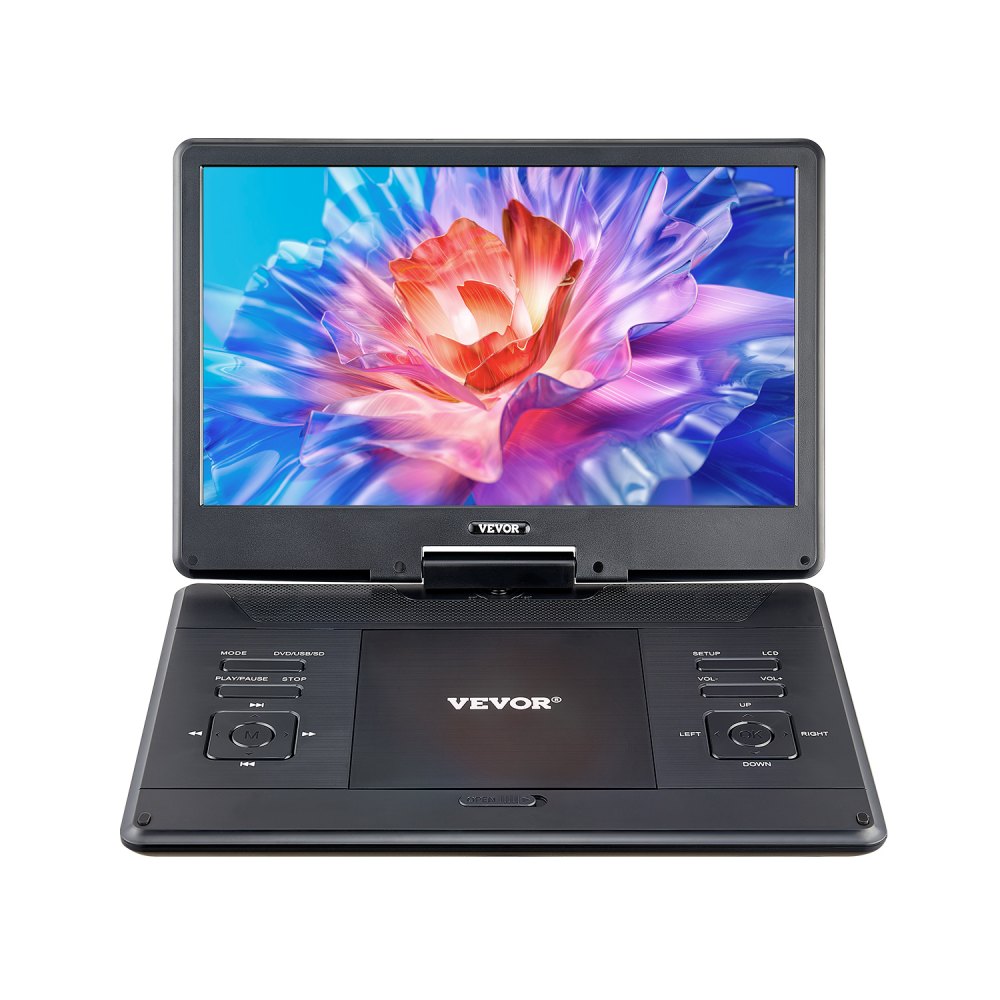 Φορητή συσκευή αναπαραγωγής DVD VEVOR, περιστρεφόμενη οθόνη HD 14 ιντσών, ενσωματωμένη επαναφορτιζόμενη μπαταρία 4,5-5 ωρών, διπλά ηχεία, υποστήριξη συγχρονισμού τηλεόρασης/USB/κάρτας SD/CD/DVD, φορτιστής αυτοκινήτου, τροφοδοτικό AC, τηλεχειριστήριο Φορητή συσκευή αναπαραγωγής DVD VEVOR, περιστρεφόμενη οθόνη HD 14 ιντσών, ενσωματωμένη επαναφορτιζόμενη μπαταρία 4,5-5 ωρών, διπλά ηχεία, υποστήριξη συγχρονισμού τηλεόρασης/USB/κάρτας SD/CD/DVD, φορτιστής αυτοκινήτου, τροφοδοτικό AC, τηλεχειριστήριο