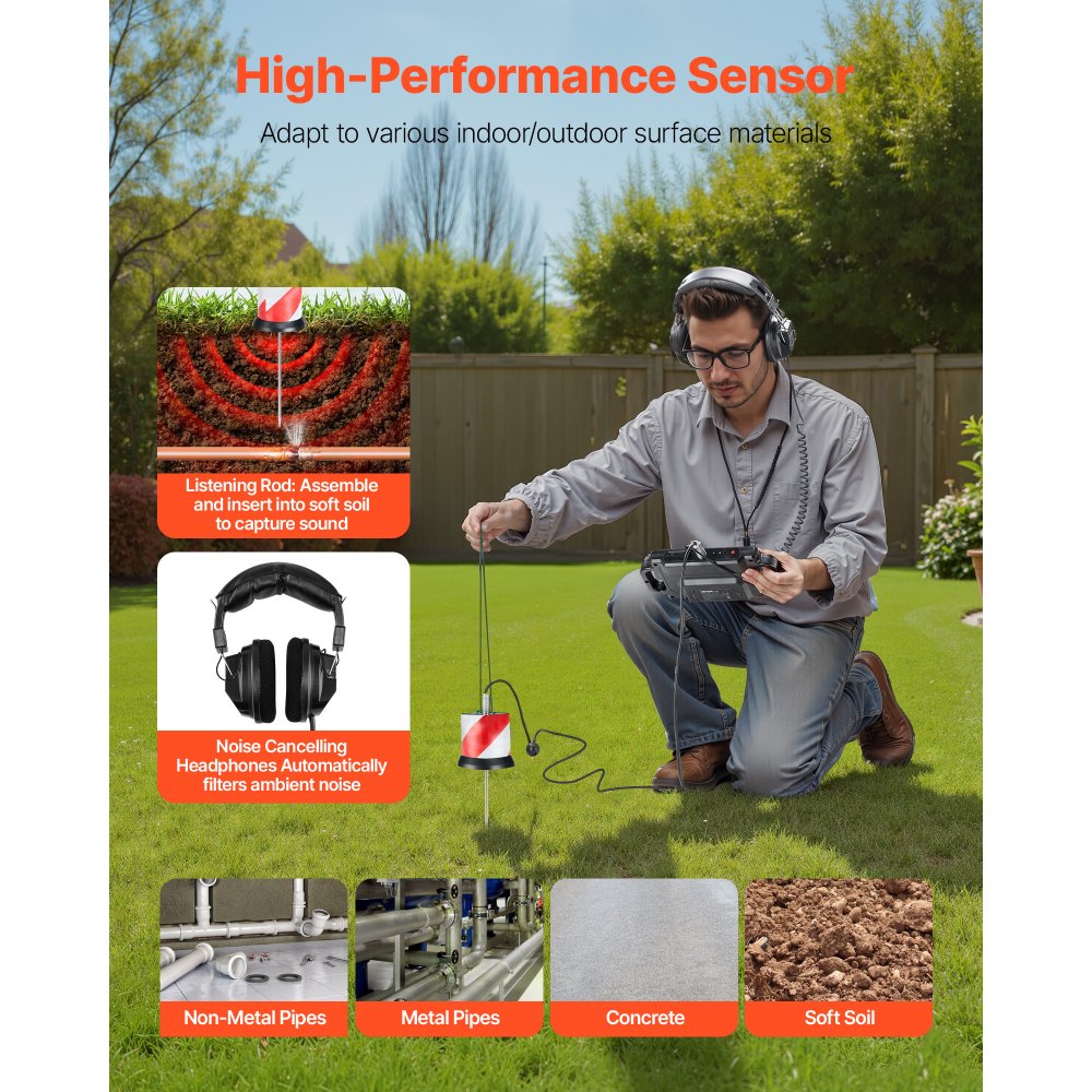 Ανιχνευτής διαρροών νερού VEVOR, 1Hz-5000Hz, LCD οθόνη αφής, εντοπιστής διαρροών αγωγών για υπόγειες υδραυλικές εγκαταστάσεις 2 μέτρων – με αισθητήρα, 3 ακρόαση, ακουστικά, κάρτα 8GB και θήκη μεταφοράς Ανιχνευτής διαρροών νερού VEVOR, 1Hz-5000Hz, LCD οθόνη αφής, εντοπιστής διαρροών αγωγών για υπόγειες υδραυλικές εγκαταστάσεις 2 μέτρων – με αισθητήρα, 3 ακρόαση, ακουστικά, κάρτα 8GB και θήκη μεταφοράς