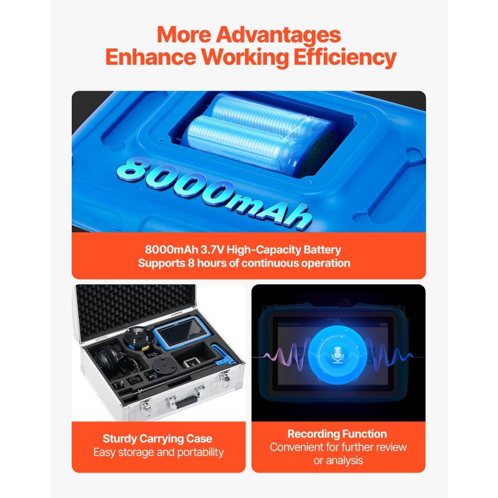 Ανιχνευτής διαρροών νερού VEVOR για εξωτερικούς χώρους, 1Hz-10000Hz, Εντοπιστής διαρροών με οθόνη αφής LCD για υπόγειες υδραυλικές εγκαταστάσεις 5 μέτρων - με μεσαίο και μεγάλο αισθητήρα, 3 ακρόαση, ακουστικά και θήκη Ανιχνευτής διαρροών νερού VEVOR για εξωτερικούς χώρους, 1Hz-10000Hz, Εντοπιστής διαρροών με οθόνη αφής LCD για υπόγειες υδραυλικές εγκαταστάσεις 5 μέτρων - με μεσαίο και μεγάλο αισθητήρα, 3 ακρόαση, ακουστικά και θήκη