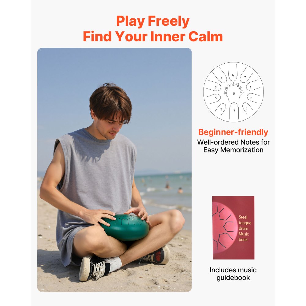 VEVOR Ατσάλινο Τύμπανο με Γλώσσα, 25,4cm 11 Νότες Τύμπανο Βροχής για Εξωτερικό Κήπο, Μουσικά Τύμπανα σε Ντο Μείζονα με Βιβλίο Μουσικής & Σφυράκια, Κρουστά Όργανα για Διαλογισμό Γιόγκα για Αρχάριους, Πράσινο VEVOR Ατσάλινο Τύμπανο με Γλώσσα, 25,4cm 11 Νότες Τύμπανο Βροχής για Εξωτερικό Κήπο, Μουσικά Τύμπανα σε Ντο Μείζονα με Βιβλίο Μουσικής & Σφυράκια, Κρουστά Όργανα για Διαλογισμό Γιόγκα για Αρχάριους, Πράσινο