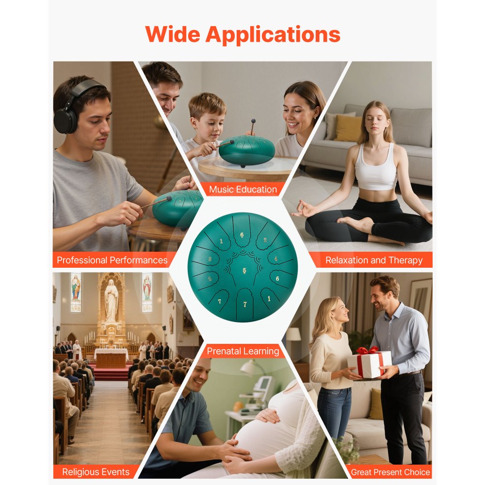 VEVOR Ατσάλινο Τύμπανο με Γλώσσα, 25,4cm 11 Νότες Τύμπανο Βροχής για Εξωτερικό Κήπο, Μουσικά Τύμπανα σε Ντο Μείζονα με Βιβλίο Μουσικής & Σφυράκια, Κρουστά Όργανα για Διαλογισμό Γιόγκα για Αρχάριους, Πράσινο VEVOR Ατσάλινο Τύμπανο με Γλώσσα, 25,4cm 11 Νότες Τύμπανο Βροχής για Εξωτερικό Κήπο, Μουσικά Τύμπανα σε Ντο Μείζονα με Βιβλίο Μουσικής & Σφυράκια, Κρουστά Όργανα για Διαλογισμό Γιόγκα για Αρχάριους, Πράσινο