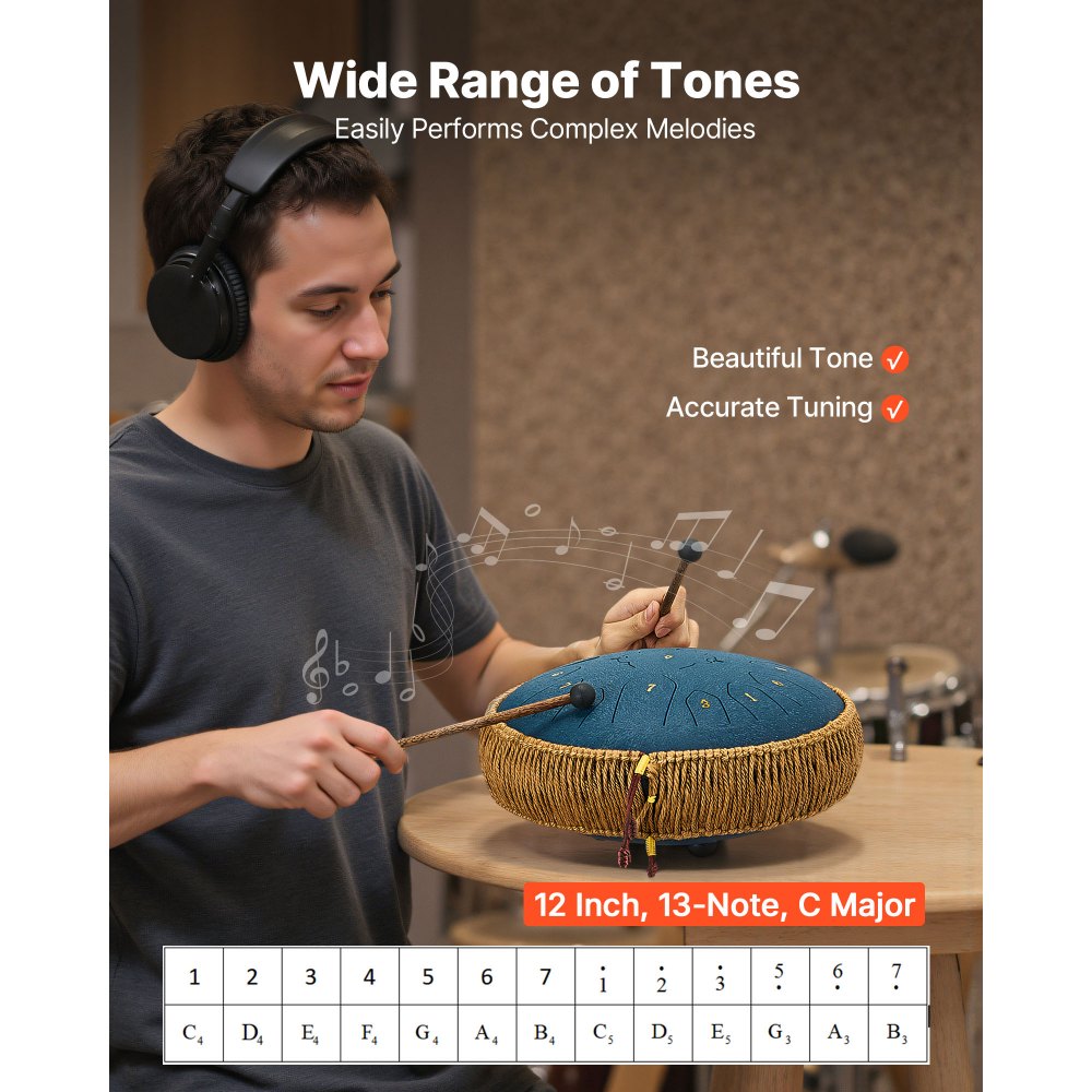 VEVOR Ατσάλινο Τύμπανο με Γλώσσα, 30,5cm 13 Νότες Τύμπανο Βροχής για Εξωτερικό Κήπο, Μουσικά Τύμπανα σε Ντο Μείζονα με Βιβλίο Μουσικής & Σφυράκια, Κρουστά Όργανα για Διαλογισμό Γιόγκα για Αρχάριους, Μουσική Εκπαίδευση, Μπλε Ναυτικό VEVOR Ατσάλινο Τύμπανο με Γλώσσα, 30,5cm 13 Νότες Τύμπανο Βροχής για Εξωτερικό Κήπο, Μουσικά Τύμπανα σε Ντο Μείζονα με Βιβλίο Μουσικής & Σφυράκια, Κρουστά Όργανα για Διαλογισμό Γιόγκα για Αρχάριους, Μουσική Εκπαίδευση, Μπλε Ναυτικό