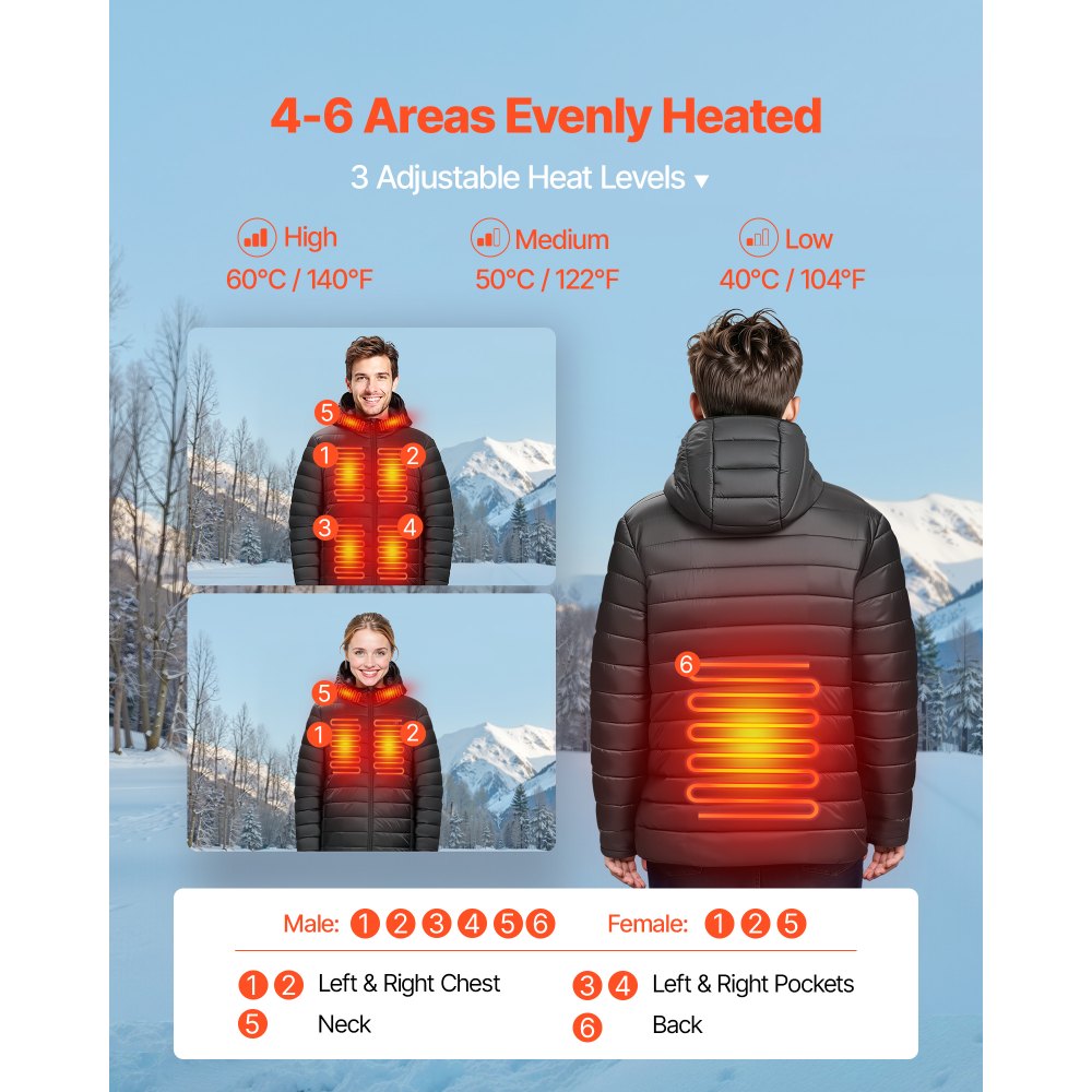 Θερμαινόμενο μπουφάν VEVOR για άνδρες με μπαταρία 7.4V, ηλεκτρικό θερμαινόμενο παλτό με μαλακό κέλυφος, αντιανεμικό ελαφρύ εξωτερικό ένδυμα με 6 ζώνες θέρμανσης και 3 ρυθμίσεις θερμότητας για πεζοπορία, εργασία σε εξωτερικούς χώρους, μαύρο Θερμαινόμενο μπουφάν VEVOR για άνδρες με μπαταρία 7.4V, ηλεκτρικό θερμαινόμενο παλτό με μαλακό κέλυφος, αντιανεμικό ελαφρύ εξωτερικό ένδυμα με 6 ζώνες θέρμανσης και 3 ρυθμίσεις θερμότητας για πεζοπορία, εργασία σε εξωτερικούς χώρους, μαύρο