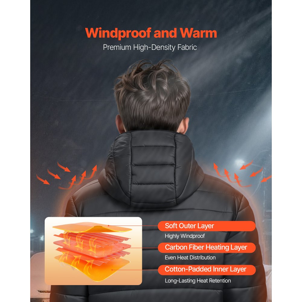 Θερμαινόμενο μπουφάν VEVOR για γυναίκες με μπαταρία 7.4V, ηλεκτρικό θερμαινόμενο παλτό με μαλακό κέλυφος, αντιανεμικό ελαφρύ εξωτερικό ένδυμα με 4 ζώνες θέρμανσης και 3 ρυθμίσεις θερμότητας, για πεζοπορία, υπαίθριες εργασίες, μαύρο Θερμαινόμενο μπουφάν VEVOR για γυναίκες με μπαταρία 7.4V, ηλεκτρικό θερμαινόμενο παλτό με μαλακό κέλυφος, αντιανεμικό ελαφρύ εξωτερικό ένδυμα με 4 ζώνες θέρμανσης και 3 ρυθμίσεις θερμότητας, για πεζοπορία, υπαίθριες εργασίες, μαύρο