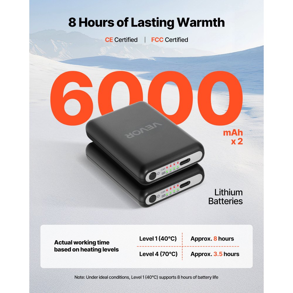Θερμαινόμενες κάλτσες VEVOR, με μπαταρία 6000mAh, επαναφορτιζόμενες θερμαινόμενες κάλτσες με 4 επίπεδα θέρμανσης, ηλεκτρική θερμαινόμενη κάλτσα με έλεγχο APP για άνδρες και γυναίκες, θερμαντήρας ποδιών για κυνήγι, ιππασία, κάμπινγκ, πεζοπορία Θερμαινόμενες κάλτσες VEVOR, με μπαταρία 6000mAh, επαναφορτιζόμενες θερμαινόμενες κάλτσες με 4 επίπεδα θέρμανσης, ηλεκτρική θερμαινόμενη κάλτσα με έλεγχο APP για άνδρες και γυναίκες, θερμαντήρας ποδιών για κυνήγι, ιππασία, κάμπινγκ, πεζοπορία