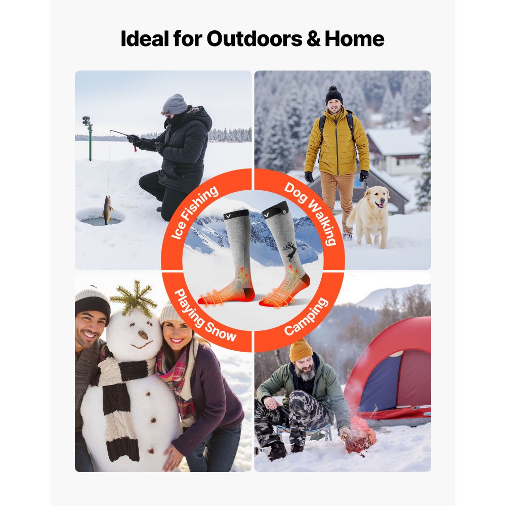 Θερμαινόμενες κάλτσες VEVOR, με μπαταρία 6000mAh, επαναφορτιζόμενες θερμαινόμενες κάλτσες με 4 επίπεδα θέρμανσης, ηλεκτρική θερμαινόμενη κάλτσα με έλεγχο APP για άνδρες και γυναίκες, θερμαντήρας ποδιών για κυνήγι, ιππασία, κάμπινγκ, πεζοπορία Θερμαινόμενες κάλτσες VEVOR, με μπαταρία 6000mAh, επαναφορτιζόμενες θερμαινόμενες κάλτσες με 4 επίπεδα θέρμανσης, ηλεκτρική θερμαινόμενη κάλτσα με έλεγχο APP για άνδρες και γυναίκες, θερμαντήρας ποδιών για κυνήγι, ιππασία, κάμπινγκ, πεζοπορία
