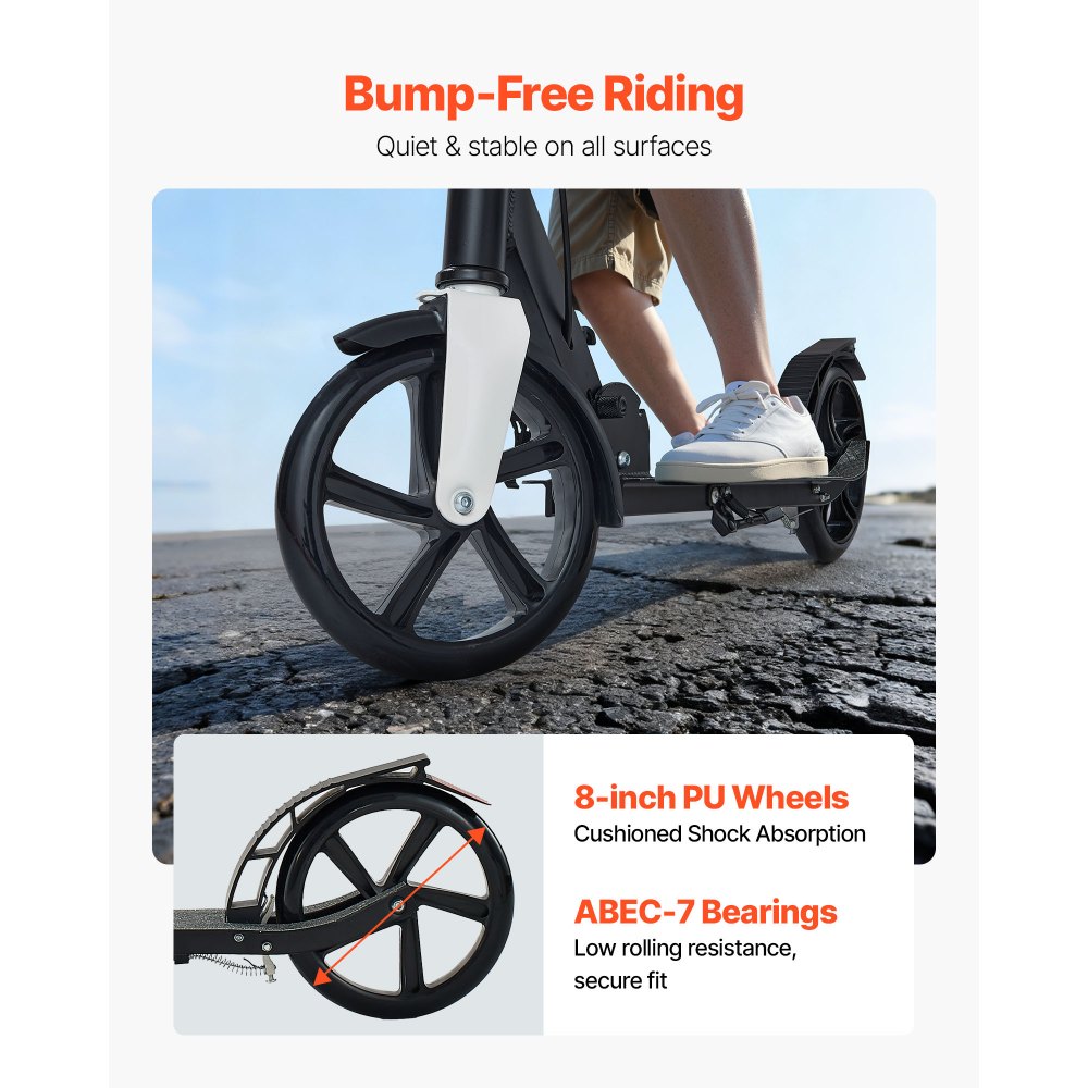 Πατίνι VEVOR για παιδιά 8+ ετών, εφήβους και ενήλικες, δίτροχο πατίνι για νήπια με ρυθμιζόμενο ύψος τιμονιού, φαρδύ αντιολισθητικό δάπεδο, πτυσσόμενο ελαφρύ για αγόρια και κορίτσια έως 99,8 κιλά, μαύρο + ασημί Πατίνι VEVOR για παιδιά 8+ ετών, εφήβους και ενήλικες, δίτροχο πατίνι για νήπια με ρυθμιζόμενο ύψος τιμονιού, φαρδύ αντιολισθητικό δάπεδο, πτυσσόμενο ελαφρύ για αγόρια και κορίτσια έως 99,8 κιλά, μαύρο + ασημί