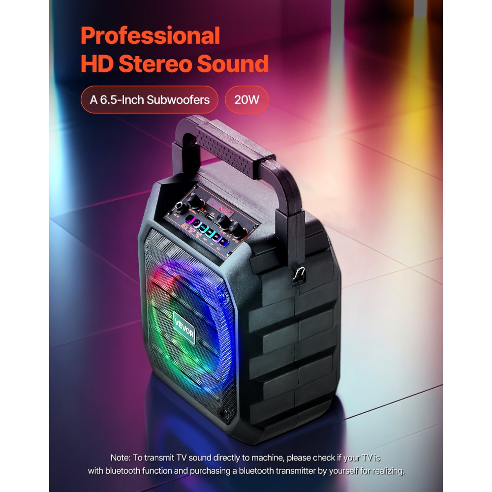 Μηχανή καραόκε VEVOR για ενήλικες, 20W, φορητό ηχείο Bluetooth 6,5 ιντσών με 2 ασύρματα μικρόφωνα, φως LED, λειτουργία TWS, λαβή, ιμάντα ώμου, υποστήριξη κάρτας Micro TF, USB, AUX, για πάρτι στο σπίτι Μηχανή καραόκε VEVOR για ενήλικες, 20W, φορητό ηχείο Bluetooth 6,5 ιντσών με 2 ασύρματα μικρόφωνα, φως LED, λειτουργία TWS, λαβή, ιμάντα ώμου, υποστήριξη κάρτας Micro TF, USB, AUX, για πάρτι στο σπίτι