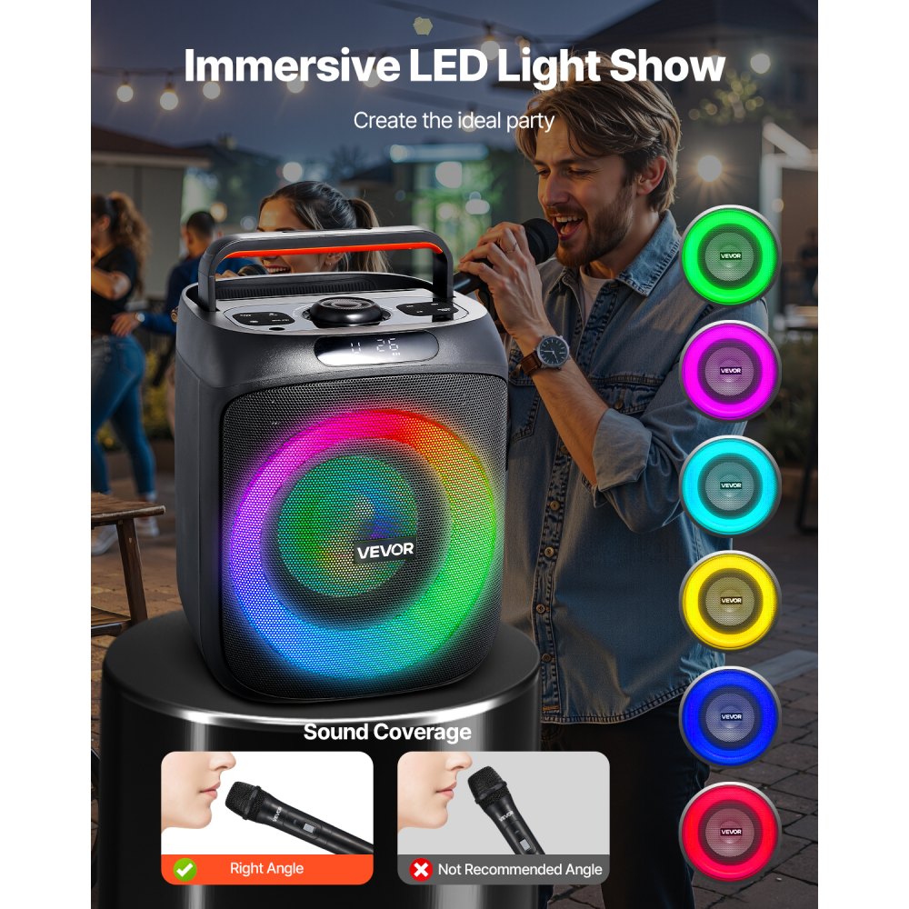 Μηχανή Καραόκε VEVOR για Ενήλικες, 30W, Φορητό Ηχείο Bluetooth 6,5 ιντσών με 2 Ασύρματα Μικρόφωνα, Φως LED, Λειτουργία TWS, Λαβή, Υποστήριξη Κάρτας Micro TF, USB, AUX, για Τραγούδι σε Πάρτι Καραόκε στο Σπίτι Μηχανή Καραόκε VEVOR για Ενήλικες, 30W, Φορητό Ηχείο Bluetooth 6,5 ιντσών με 2 Ασύρματα Μικρόφωνα, Φως LED, Λειτουργία TWS, Λαβή, Υποστήριξη Κάρτας Micro TF, USB, AUX, για Τραγούδι σε Πάρτι Καραόκε στο Σπίτι