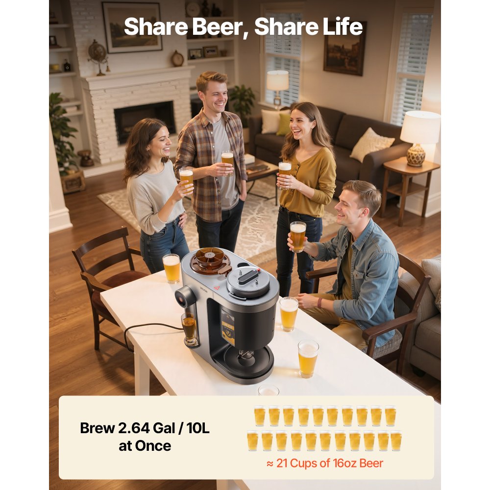 Αυτόματη οικιακή ζυθοποιία VEVOR, οικιακή μηχανή ζυθοποίησης 13 λίτρων, ηλεκτρική μηχανή ζυθοποίησης μπύρας 1500W με συσκευή βρασμού, εσωτερική δεξαμενή από ανοξείδωτο ατσάλι 304, αυτόματος έλεγχος θερμοκρασίας και πίεσης Αυτόματη οικιακή ζυθοποιία VEVOR, οικιακή μηχανή ζυθοποίησης 13 λίτρων, ηλεκτρική μηχανή ζυθοποίησης μπύρας 1500W με συσκευή βρασμού, εσωτερική δεξαμενή από ανοξείδωτο ατσάλι 304, αυτόματος έλεγχος θερμοκρασίας και πίεσης