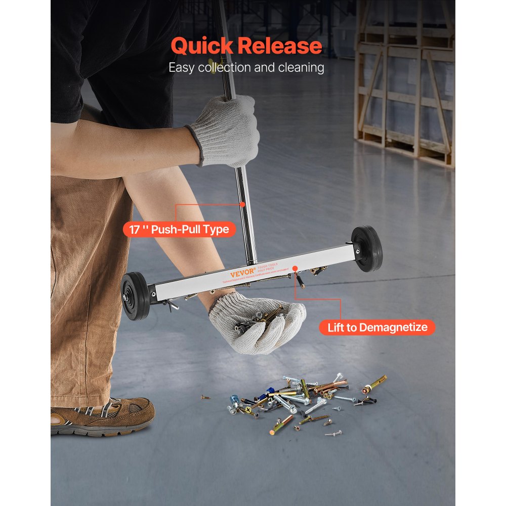 Μαγνητική σκούπα VEVOR με ρόδες, 43 cm, χωρητικότητα φορτίου 4,5 kg, ελαφρύ μαγνητικό σάρωθρο με ρυθμιζόμενη λαβή, καρφιά και βίδες, εύκολο καθάρισμα για γκαράζ, έργα στέγης Μαγνητική σκούπα VEVOR με ρόδες, 43 cm, χωρητικότητα φορτίου 4,5 kg, ελαφρύ μαγνητικό σάρωθρο με ρυθμιζόμενη λαβή, καρφιά και βίδες, εύκολο καθάρισμα για γκαράζ, έργα στέγης