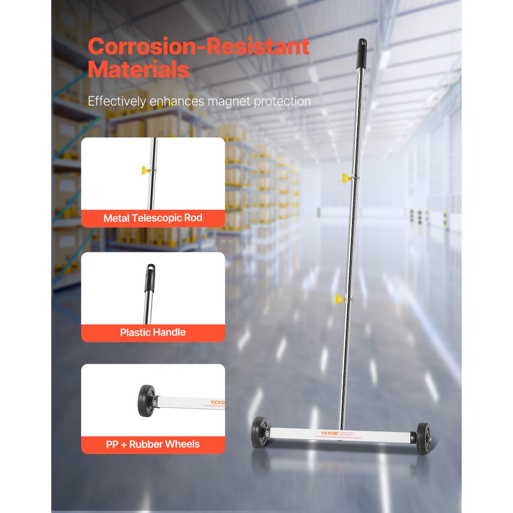 Μαγνητική σκούπα VEVOR με ρόδες, 43 cm, χωρητικότητα φορτίου 4,5 kg, ελαφρύ μαγνητικό σάρωθρο με ρυθμιζόμενη λαβή, καρφιά και βίδες, εύκολο καθάρισμα για γκαράζ, έργα στέγης Μαγνητική σκούπα VEVOR με ρόδες, 43 cm, χωρητικότητα φορτίου 4,5 kg, ελαφρύ μαγνητικό σάρωθρο με ρυθμιζόμενη λαβή, καρφιά και βίδες, εύκολο καθάρισμα για γκαράζ, έργα στέγης