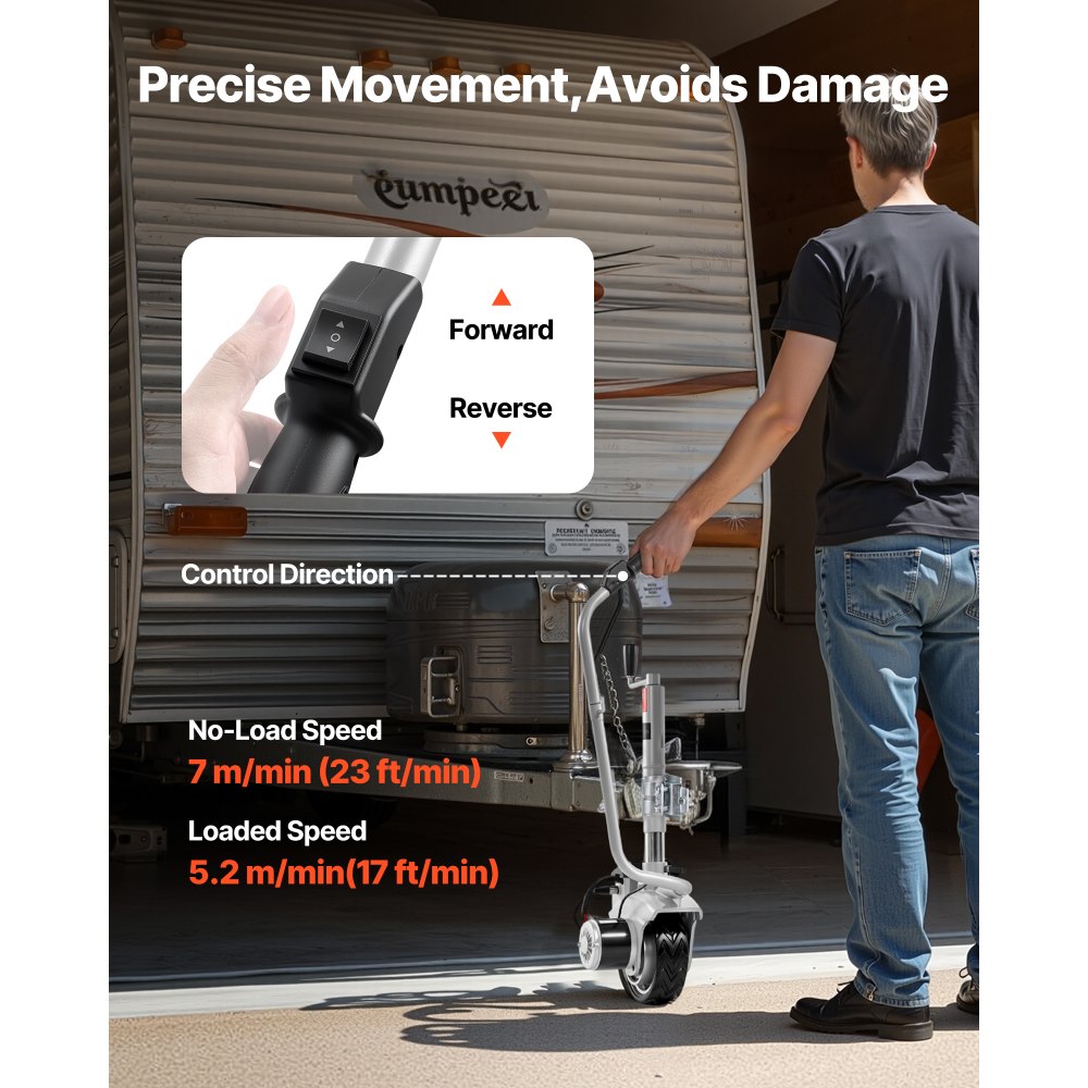 Ηλεκτρικό καρότσι ρυμούλκησης VEVOR, ικανότητα ρυμούλκησης 2,5 T, μηχανοκίνητος τροχός Jockey 380W 12V με ταχύτητα κίνησης 7 m/min, ρυθμιζόμενο ύψος σφιγκτήρα 31-63 cm και ελαστικό λάστιχο 20,3 cm, για κινούμενο τροχόσπιτο Ηλεκτρικό καρότσι ρυμούλκησης VEVOR, ικανότητα ρυμούλκησης 2,5 T, μηχανοκίνητος τροχός Jockey 380W 12V με ταχύτητα κίνησης 7 m/min, ρυθμιζόμενο ύψος σφιγκτήρα 31-63 cm και ελαστικό λάστιχο 20,3 cm, για κινούμενο τροχόσπιτο