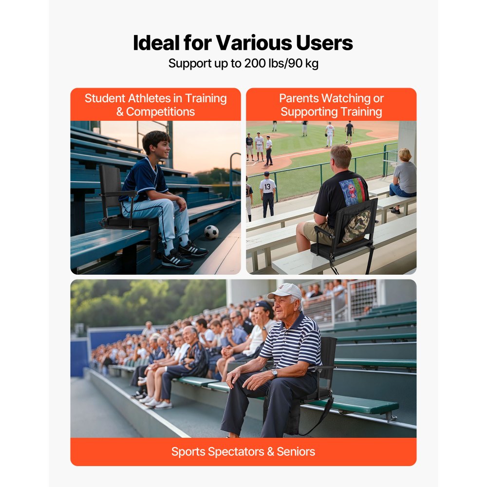Κάθισμα Σταδίου VEVOR, Φορητό Κάθισμα Κερκέδας με Υποβραχιόνιο, Στήριγμα Πλάτης και Χοντρό Μαξιλάρι, Πολυθρόνα Πάγκου για Κερκέδα που Περιλαμβάνει Ιμάντα Ώμου, Γάντζους, Θήκη Ποτηριού, Μαύρα Καθίσματα Κερκέδας Ποδοσφαίρου, 1 Τεμάχιο Κάθισμα Σταδίου VEVOR, Φορητό Κάθισμα Κερκέδας με Υποβραχιόνιο, Στήριγμα Πλάτης και Χοντρό Μαξιλάρι, Πολυθρόνα Πάγκου για Κερκέδα που Περιλαμβάνει Ιμάντα Ώμου, Γάντζους, Θήκη Ποτηριού, Μαύρα Καθίσματα Κερκέδας Ποδοσφαίρου, 1 Τεμάχιο