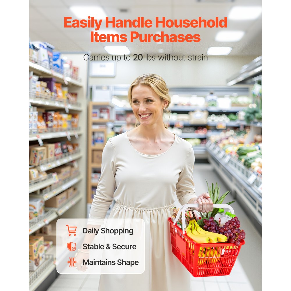 Καλάθια αγορών VEVOR, 12 τεμάχια, πλαστικά καλάθια παντοπωλείου PE 21L με λαβές, πυκνή δομή πλέγματος, χωρητικότητα έως 9,07kg, φορητά για παντοπωλεία, λιανική πώληση, καταστήματα, σούπερ μάρκετ, οικιακή χρήση, κόκκινο Καλάθια αγορών VEVOR, 12 τεμάχια, πλαστικά καλάθια παντοπωλείου PE 21L με λαβές, πυκνή δομή πλέγματος, χωρητικότητα έως 9,07kg, φορητά για παντοπωλεία, λιανική πώληση, καταστήματα, σούπερ μάρκετ, οικιακή χρήση, κόκκινο