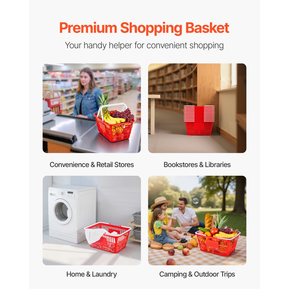 Καλάθια αγορών VEVOR, 12 τεμάχια, πλαστικά καλάθια παντοπωλείου PE 21L με λαβές, πυκνή δομή πλέγματος, χωρητικότητα έως 9,07kg, φορητά για παντοπωλεία, λιανική πώληση, καταστήματα, σούπερ μάρκετ, οικιακή χρήση, κόκκινο Καλάθια αγορών VEVOR, 12 τεμάχια, πλαστικά καλάθια παντοπωλείου PE 21L με λαβές, πυκνή δομή πλέγματος, χωρητικότητα έως 9,07kg, φορητά για παντοπωλεία, λιανική πώληση, καταστήματα, σούπερ μάρκετ, οικιακή χρήση, κόκκινο