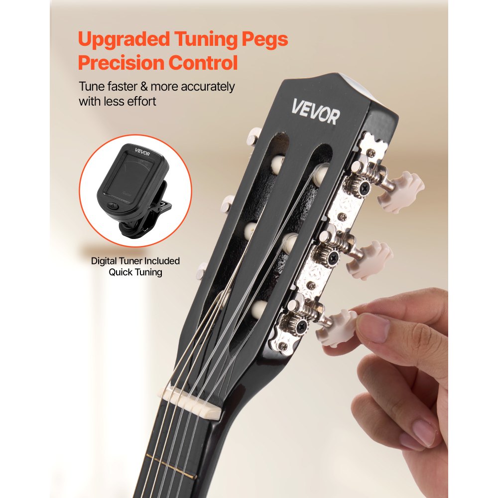 Κλασική κιθάρα VEVOR, 780 mm, Ξύλινο κιτ εκκίνησης κλασικής κιθάρας για αρχάριους, με χορδές νάιλον, τσάντα συναυλιών, λουράκι, κουρδιστήρι, επιπλέον χορδές, πένες, καποτάτο, ξύλο μπάσου, για παιδιά κορίτσια αγόρια μαθητές, μαύρο Κλασική κιθάρα VEVOR, 780 mm, Ξύλινο κιτ εκκίνησης κλασικής κιθάρας για αρχάριους, με χορδές νάιλον, τσάντα συναυλιών, λουράκι, κουρδιστήρι, επιπλέον χορδές, πένες, καποτάτο, ξύλο μπάσου, για παιδιά κορίτσια αγόρια μαθητές, μαύρο